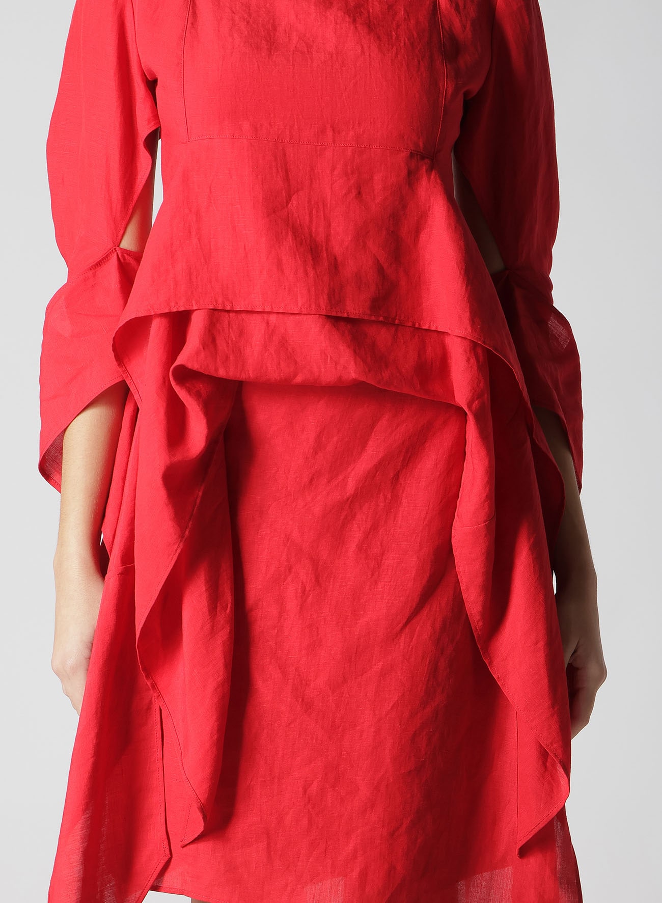 CLEAR LAWN SPIRAL SLEEVE DRESS(XS Red): LIMI feu｜THE SHOP