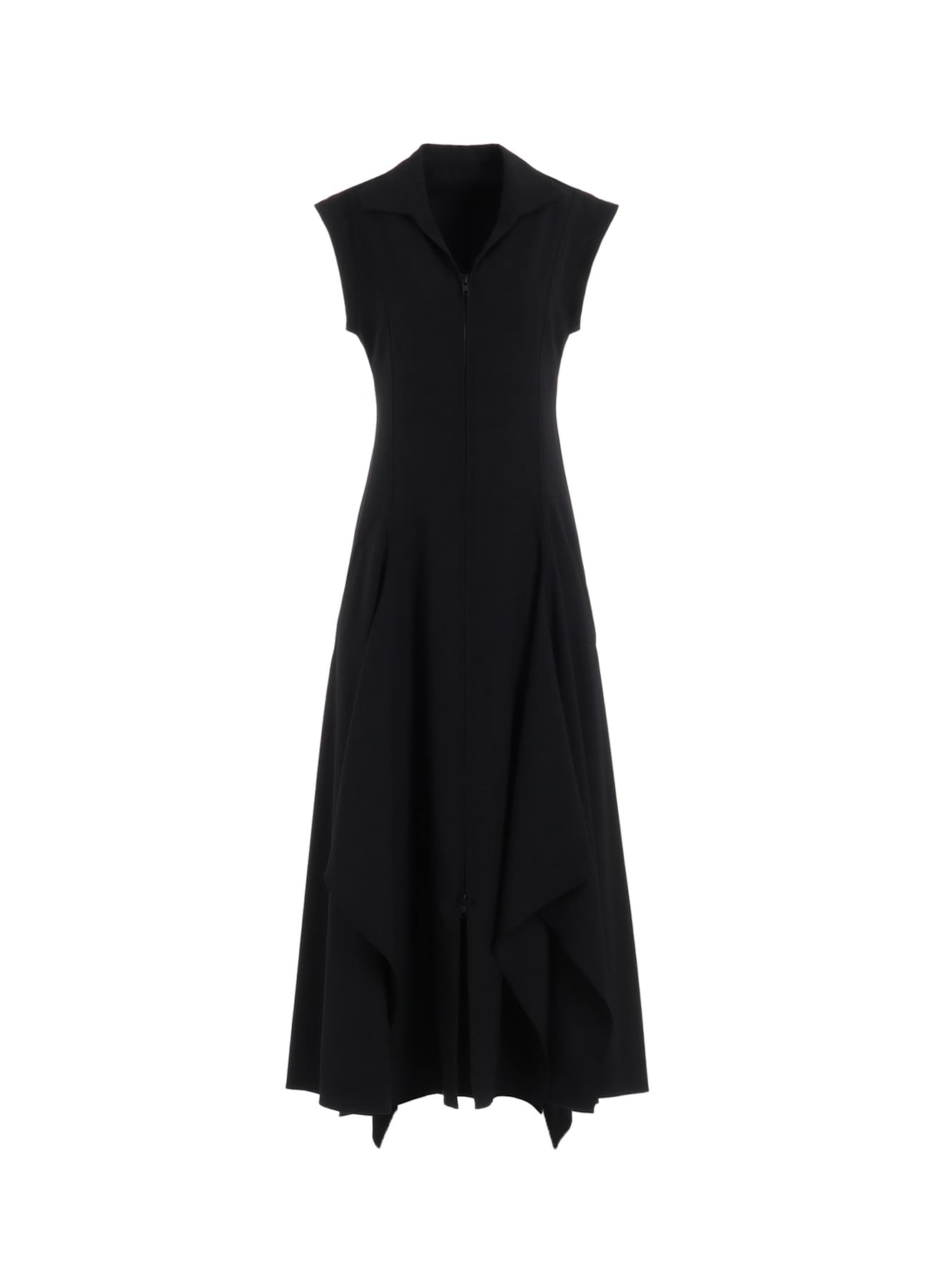 WOOL GABARDINE FRONT OPEN FLARED DRESS