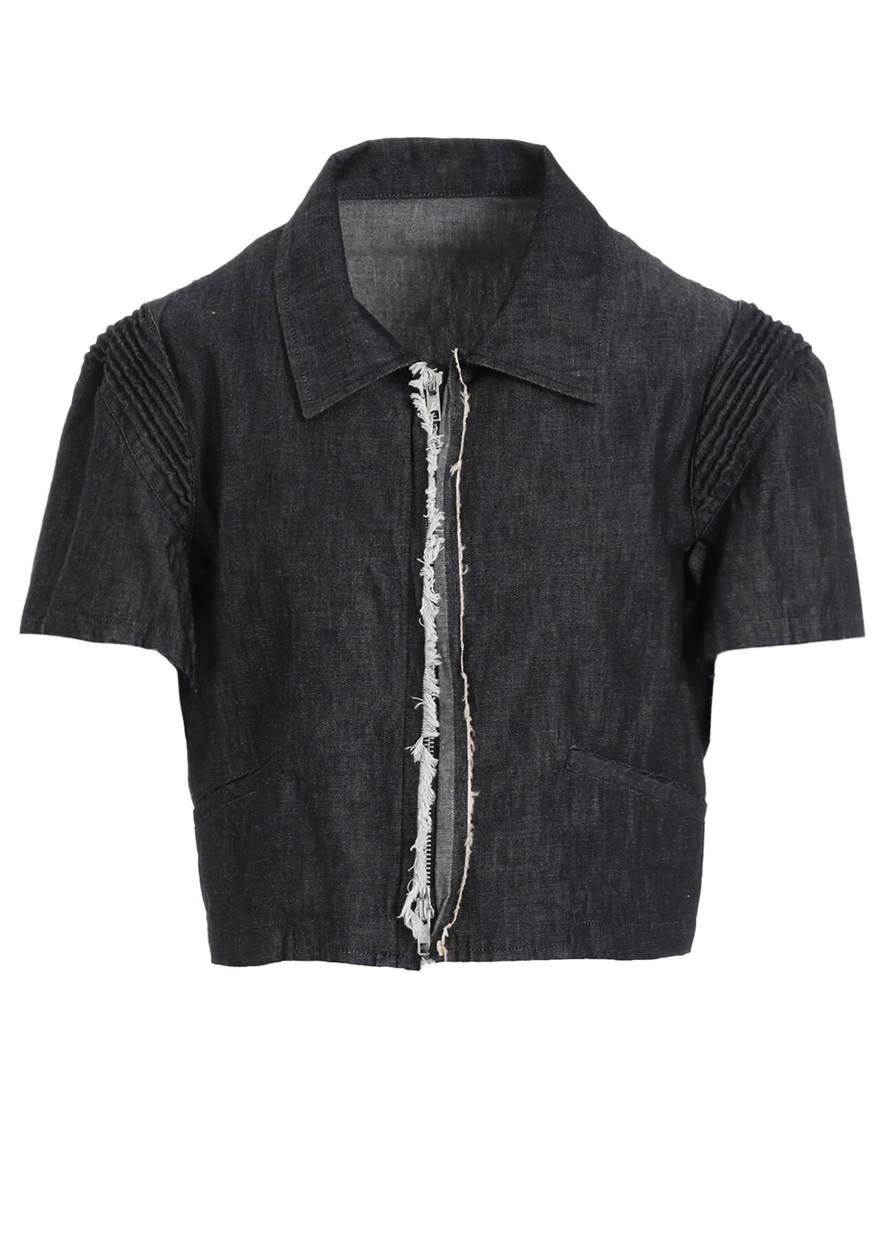 LIGHT DENIM FRILLED SHORT JACKET