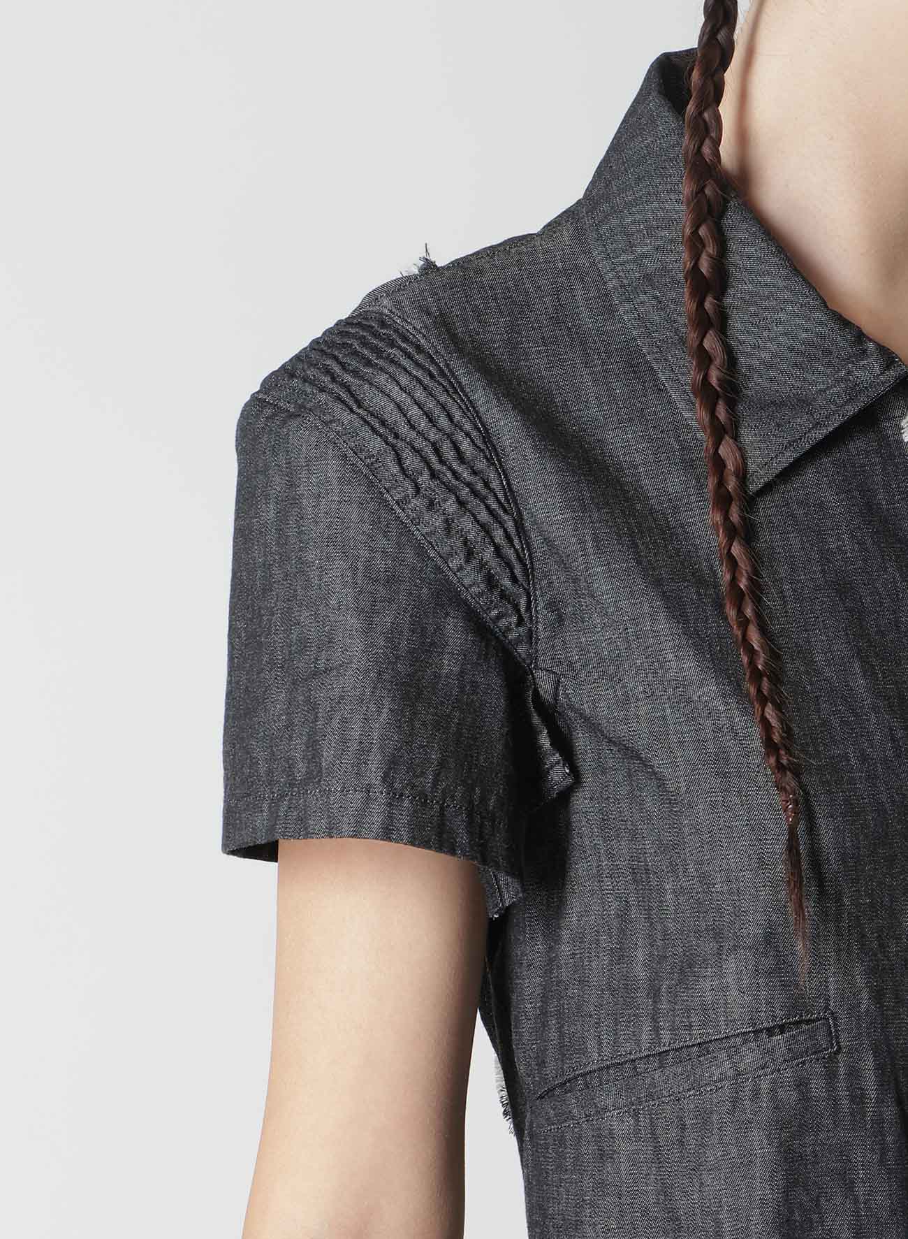 LIGHT DENIM FRILLED SHORT JACKET