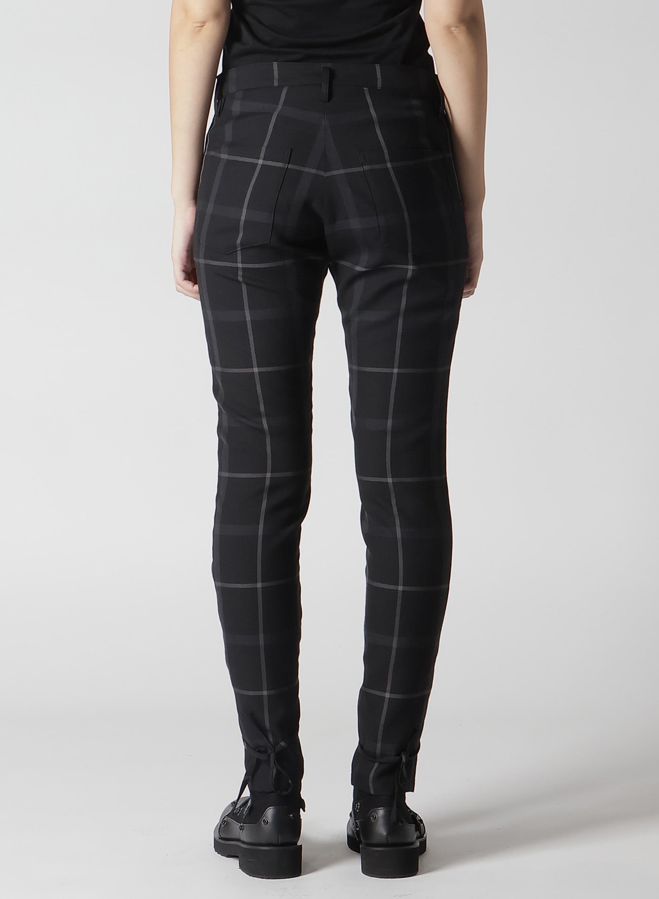 PLAID LACE-UP PANTS