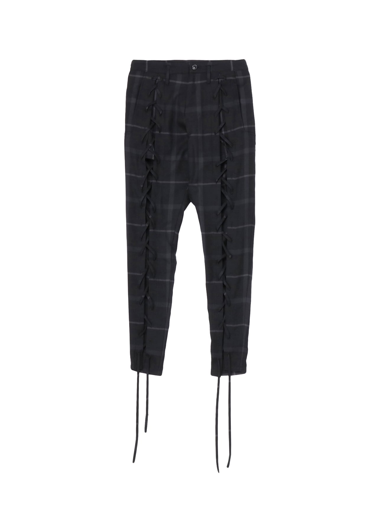 PLAID LACE-UP PANTS