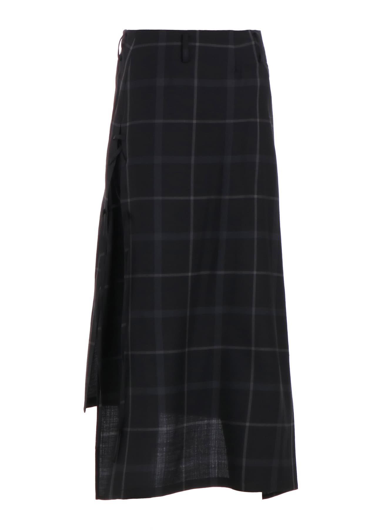 PLAID LACE-UP LONG SKIRT