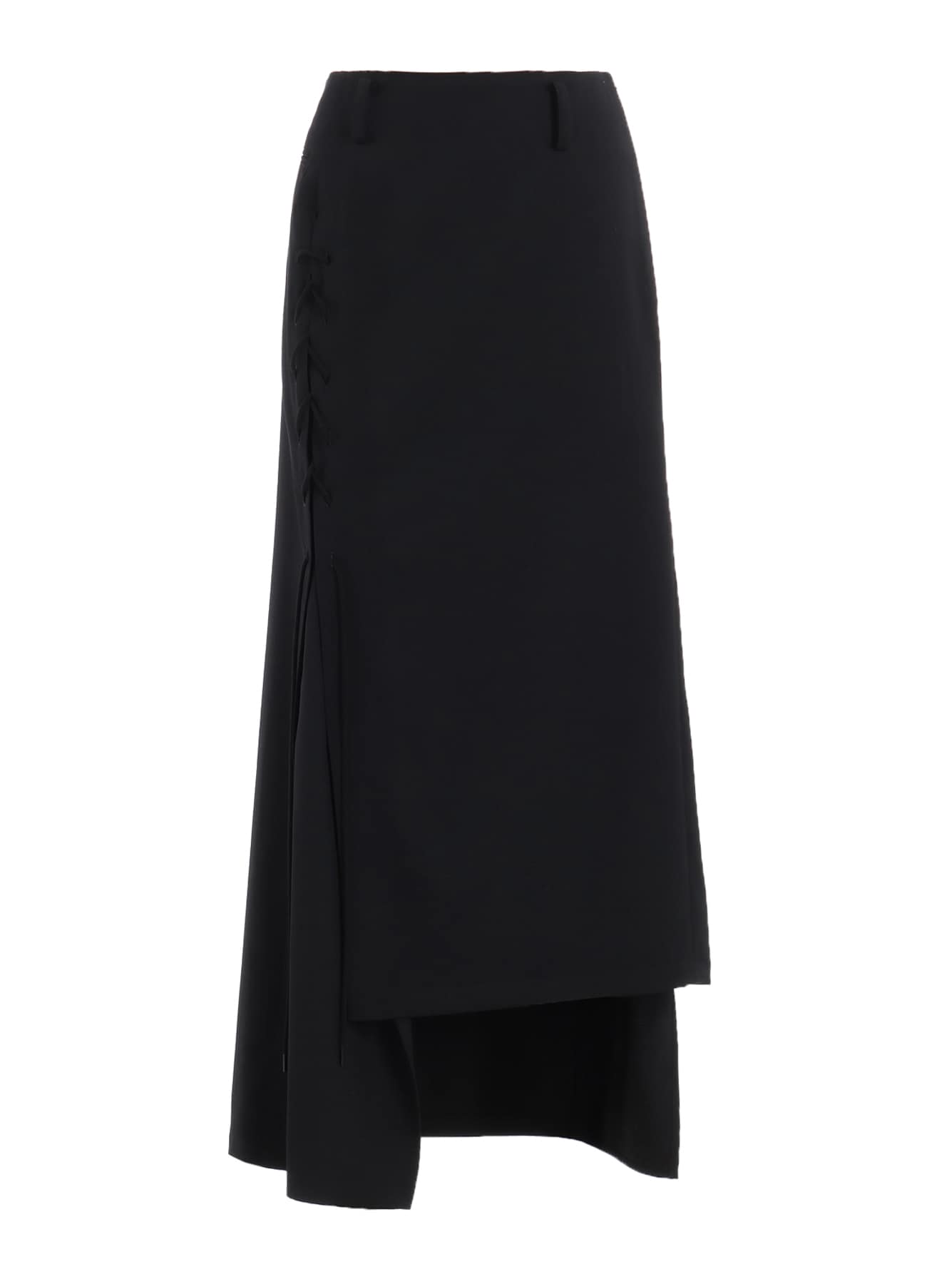 WOOL GABARDINE LACE-UP LONG SKIRT