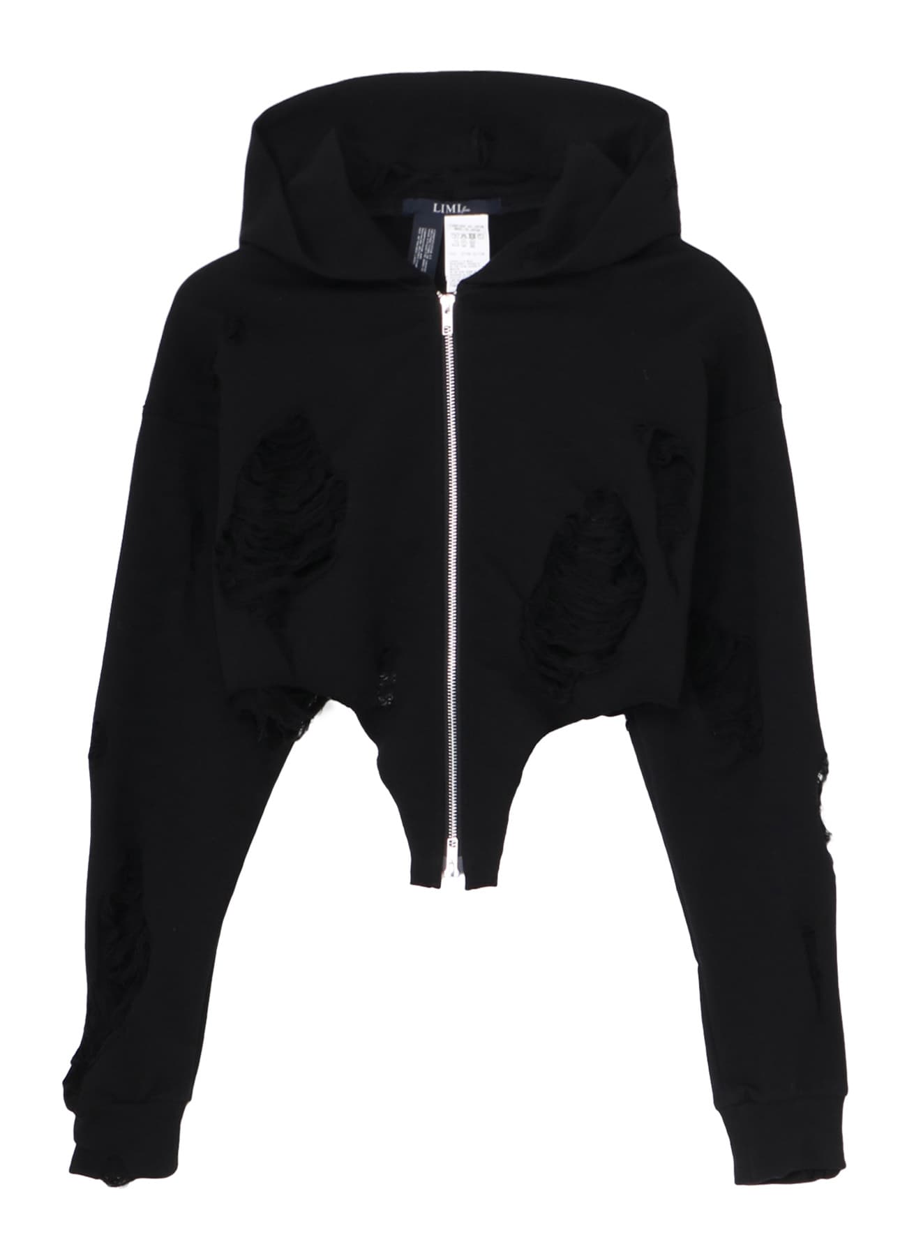 CRUSHED FLEECE LINING CURVED HEM HOODIE