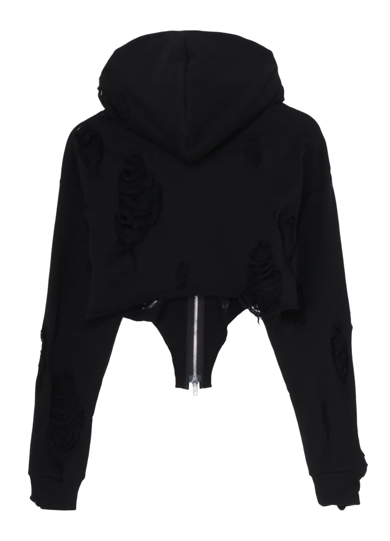 CRUSHED FLEECE LINING CURVED HEM HOODIE