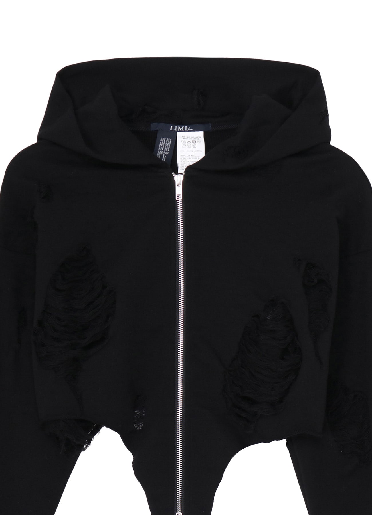 CRUSHED FLEECE LINING CURVED HEM HOODIE