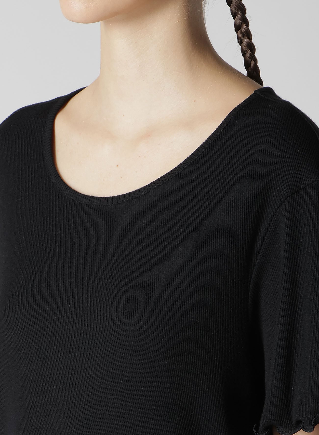 RIB STITCH SQUARE HEM T-SHIRT