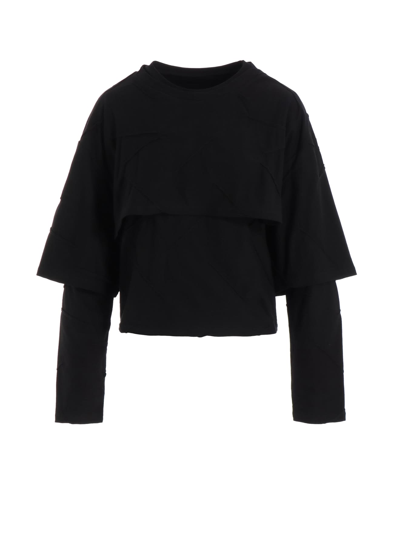 TUCK JACQUARD LAYERED SEPARATE LONG SLEEVE T-SHIRT