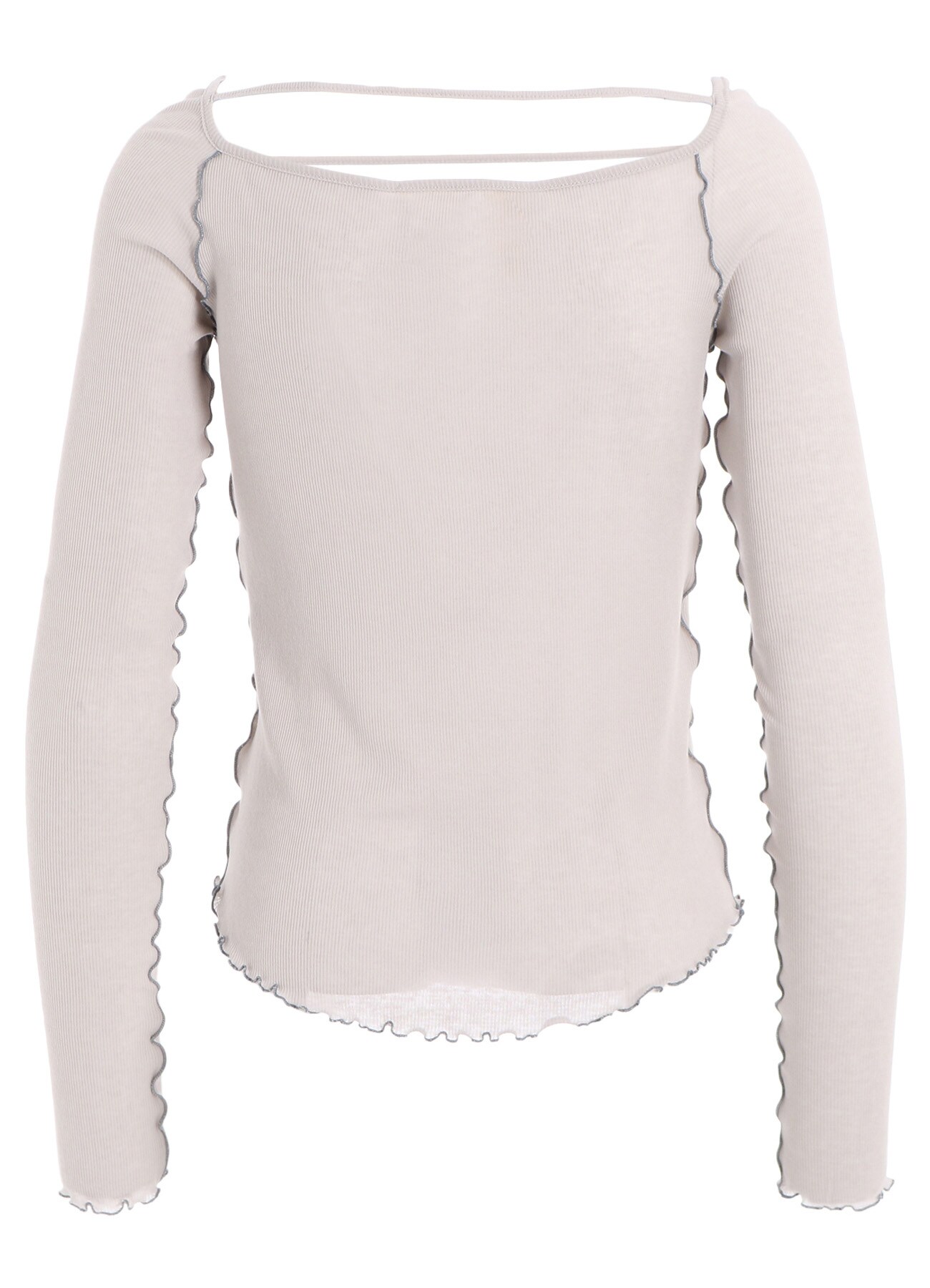 RIB STITCH SQUARE NECK LONG SLEEVE T-SHIRT