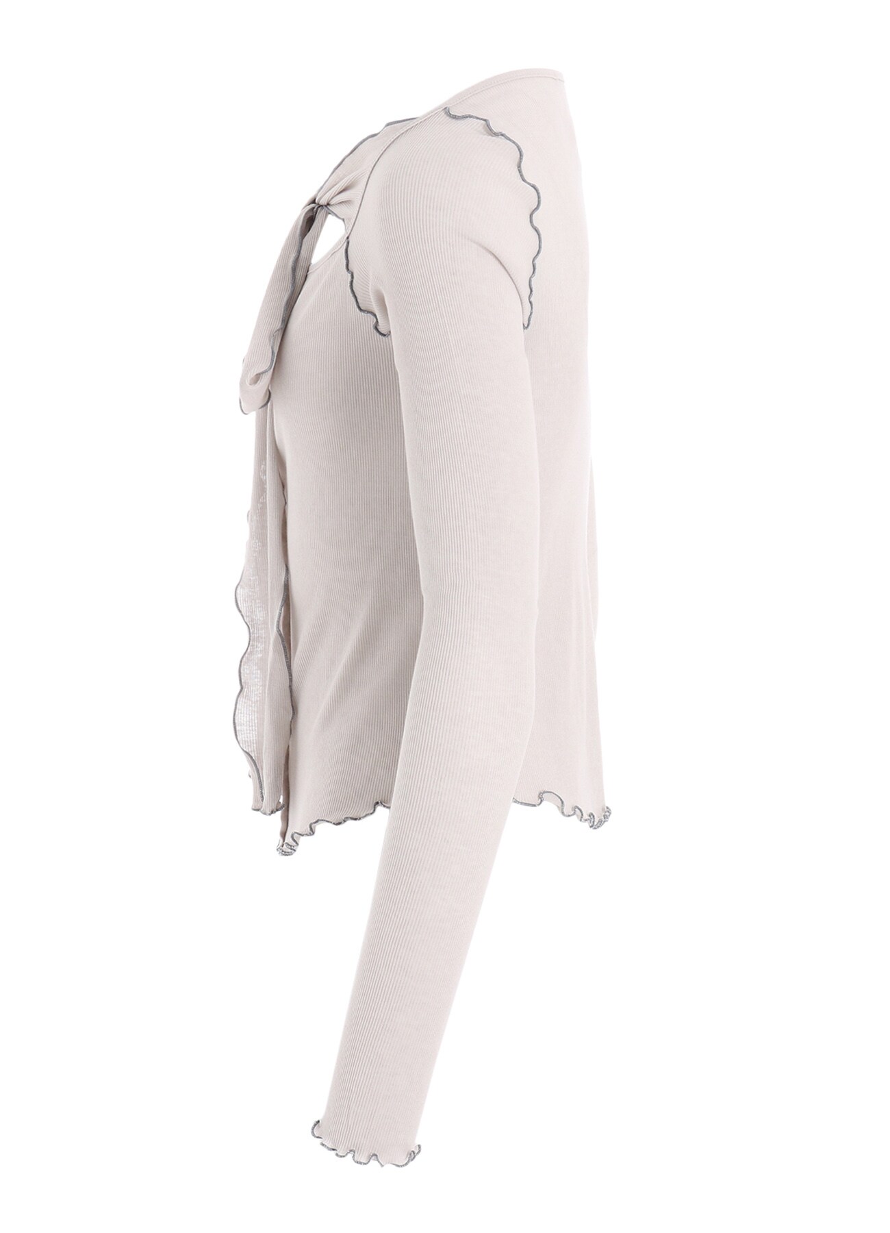 RIB STITCH CARDIGAN WITH RIBBON