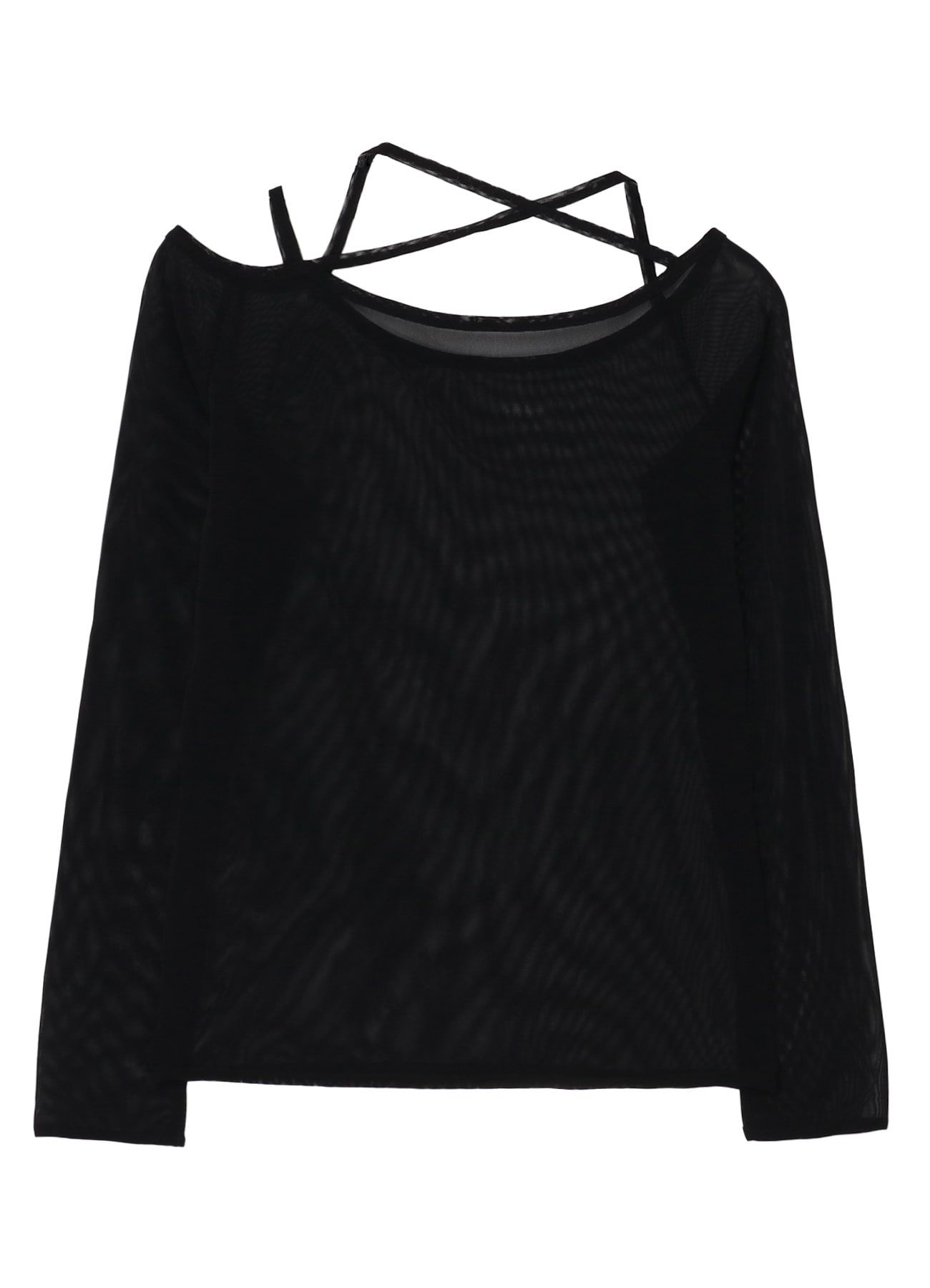 TULLE STRING DETAIL LONG SLEEVE T-SHIRT