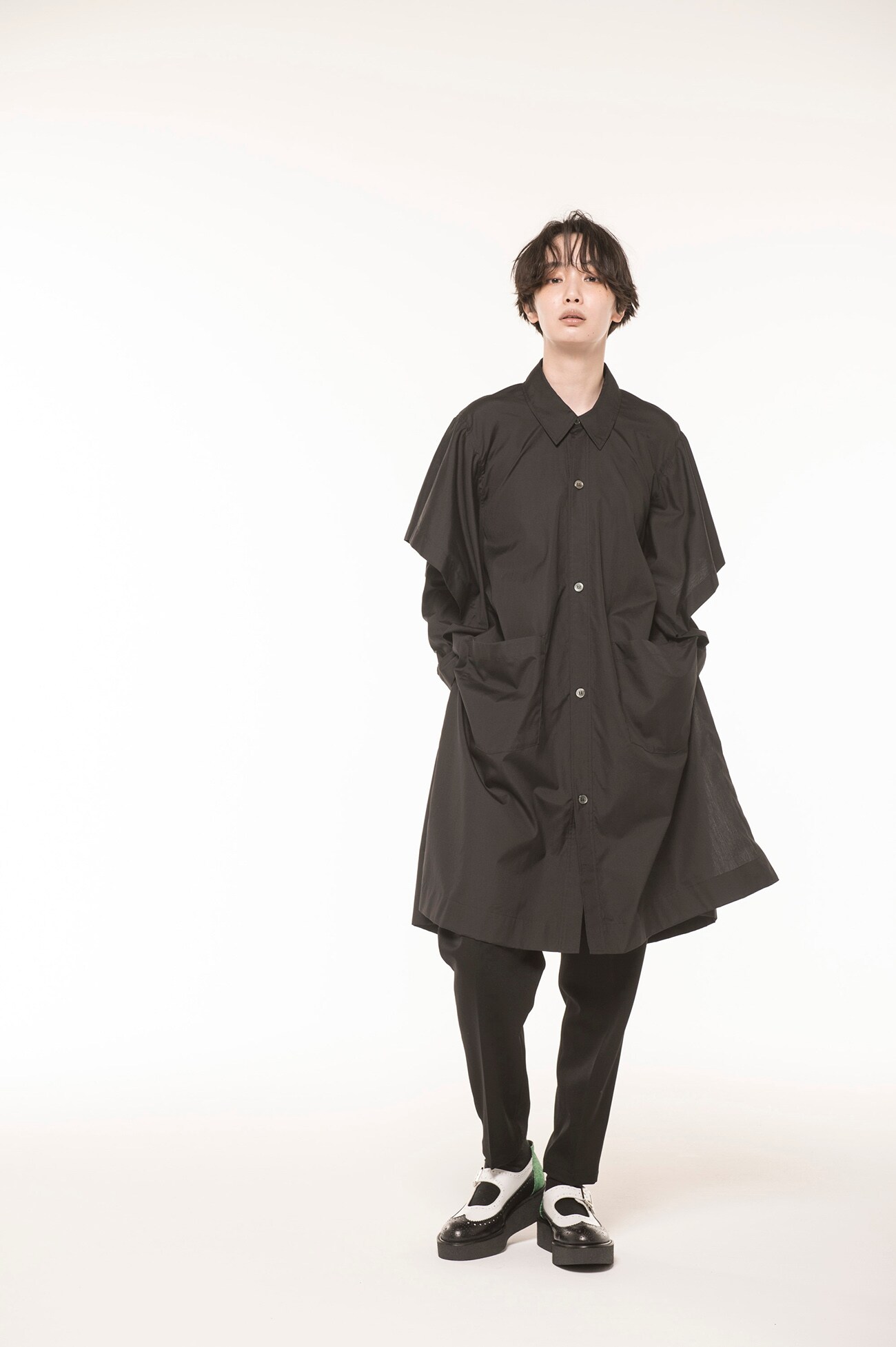 100 2 ブロードbスクエアロングシャツ A S Black Vintage 1 2 The Shop Yohji Yamamoto