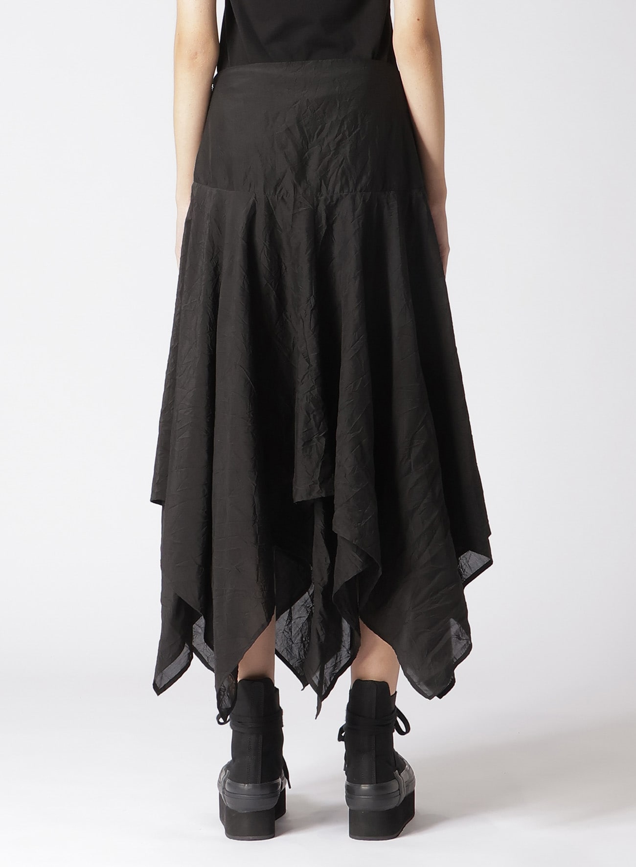 COTTON/SILK WASHED LAWN TIED SKIRT(S Black): LIMI feu｜THE SHOP 