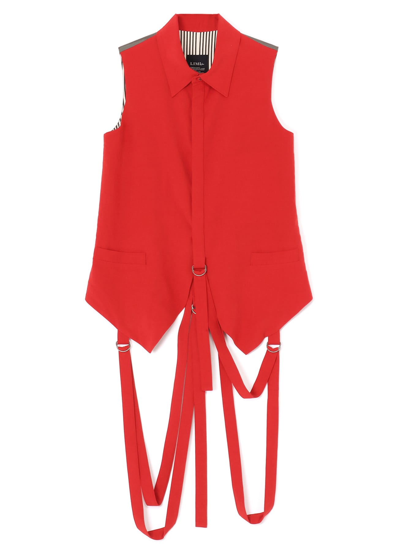 SOFT BROAD COTTON HANGING STRAP COLLAR VEST(S Red): LIMI feu｜THE 