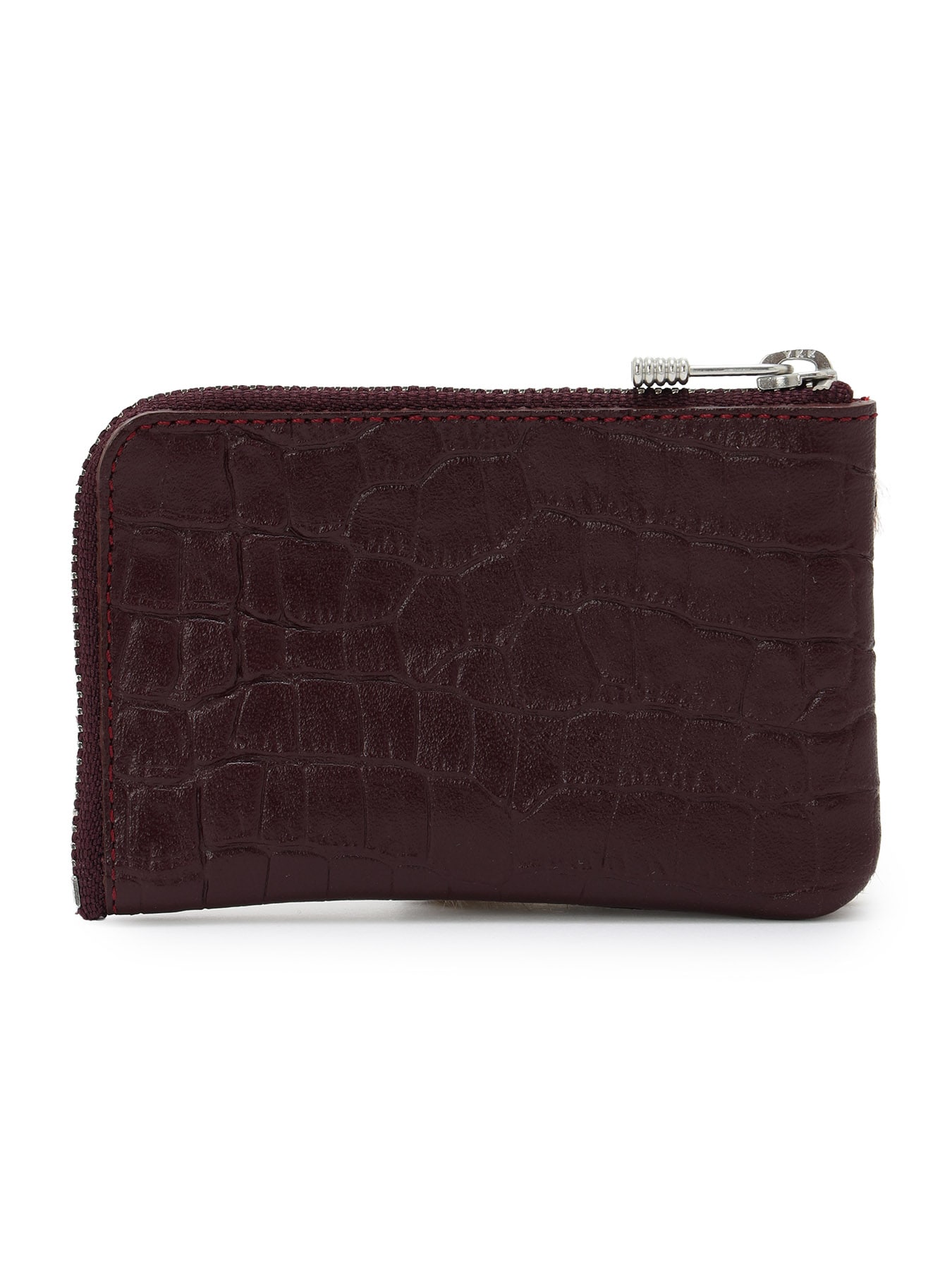 CROCO EMBOSSED LEATHER + HAIRCALF  W SMALL WALLET