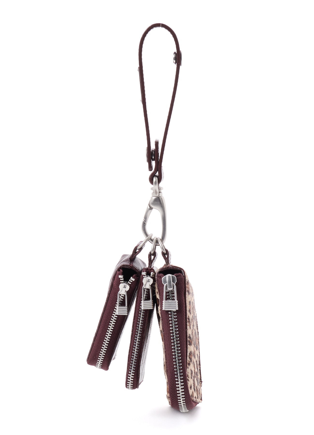 CROCO EMBOSSED LEATHER + HAIRCALF  3LAYERS POUCH