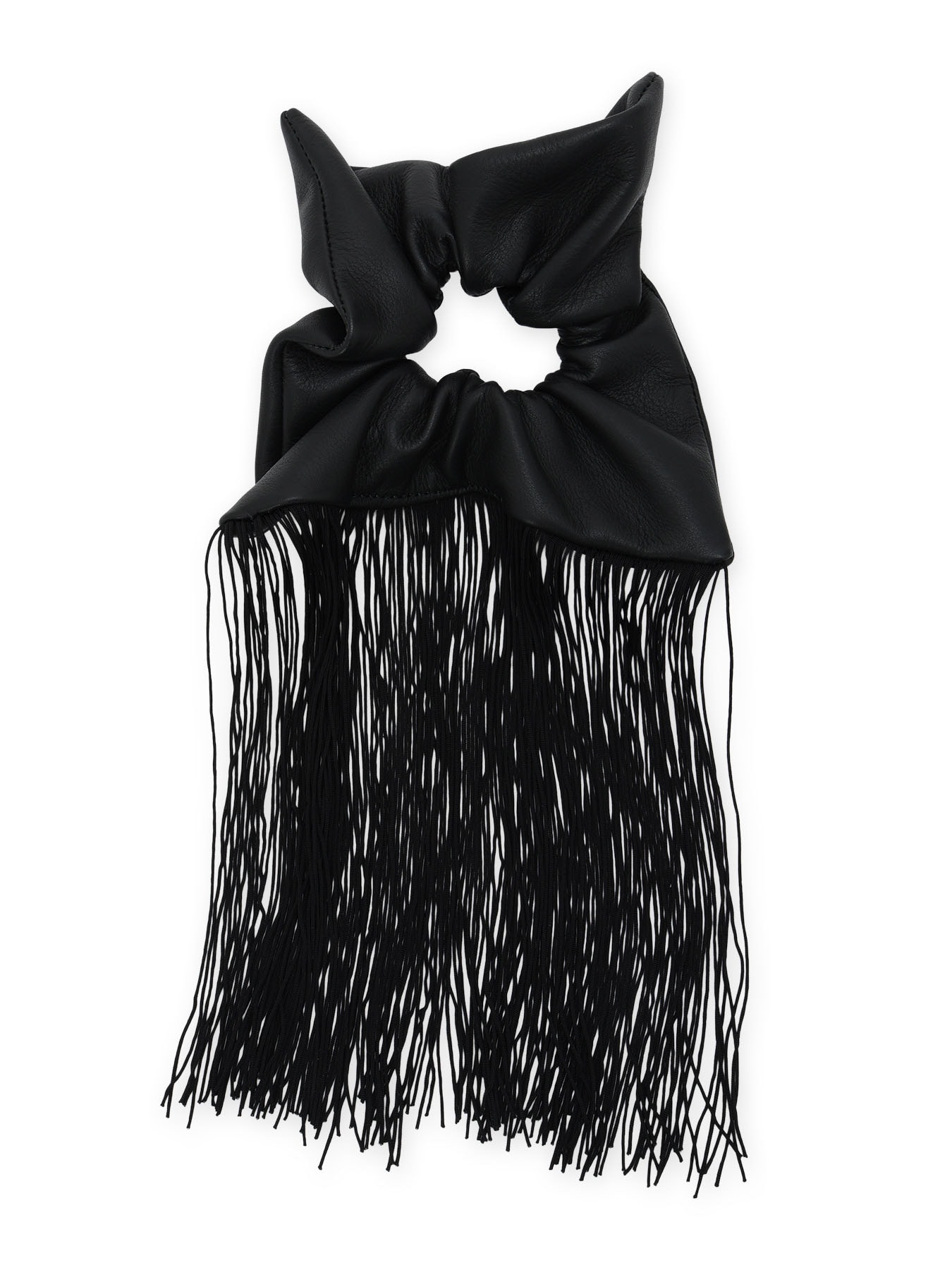 MOIST TANNED KIP LEATHER FRINGE SCRUNCHIE