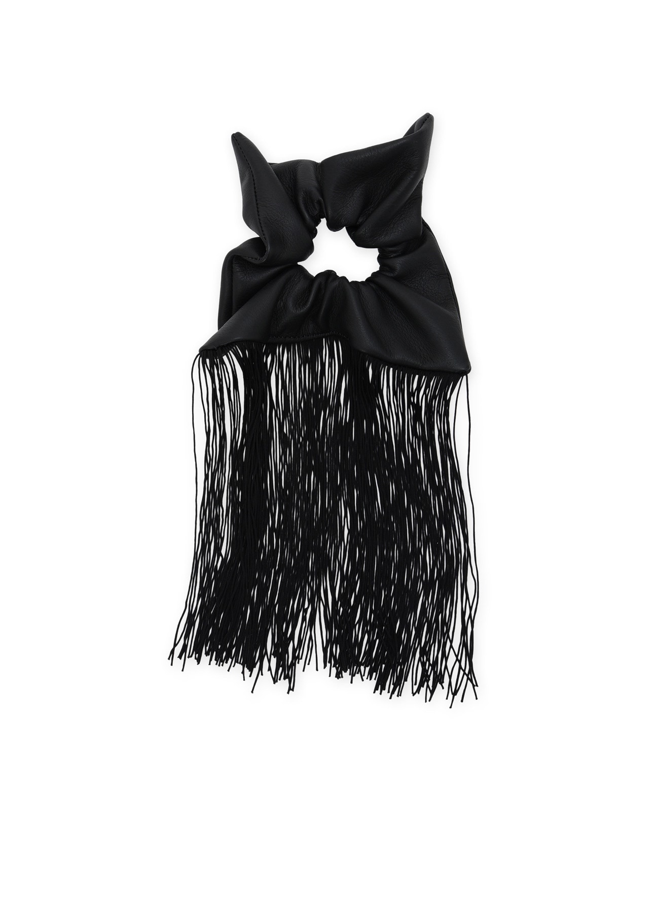 MOIST TANNED KIP LEATHER FRINGE SCRUNCHIE