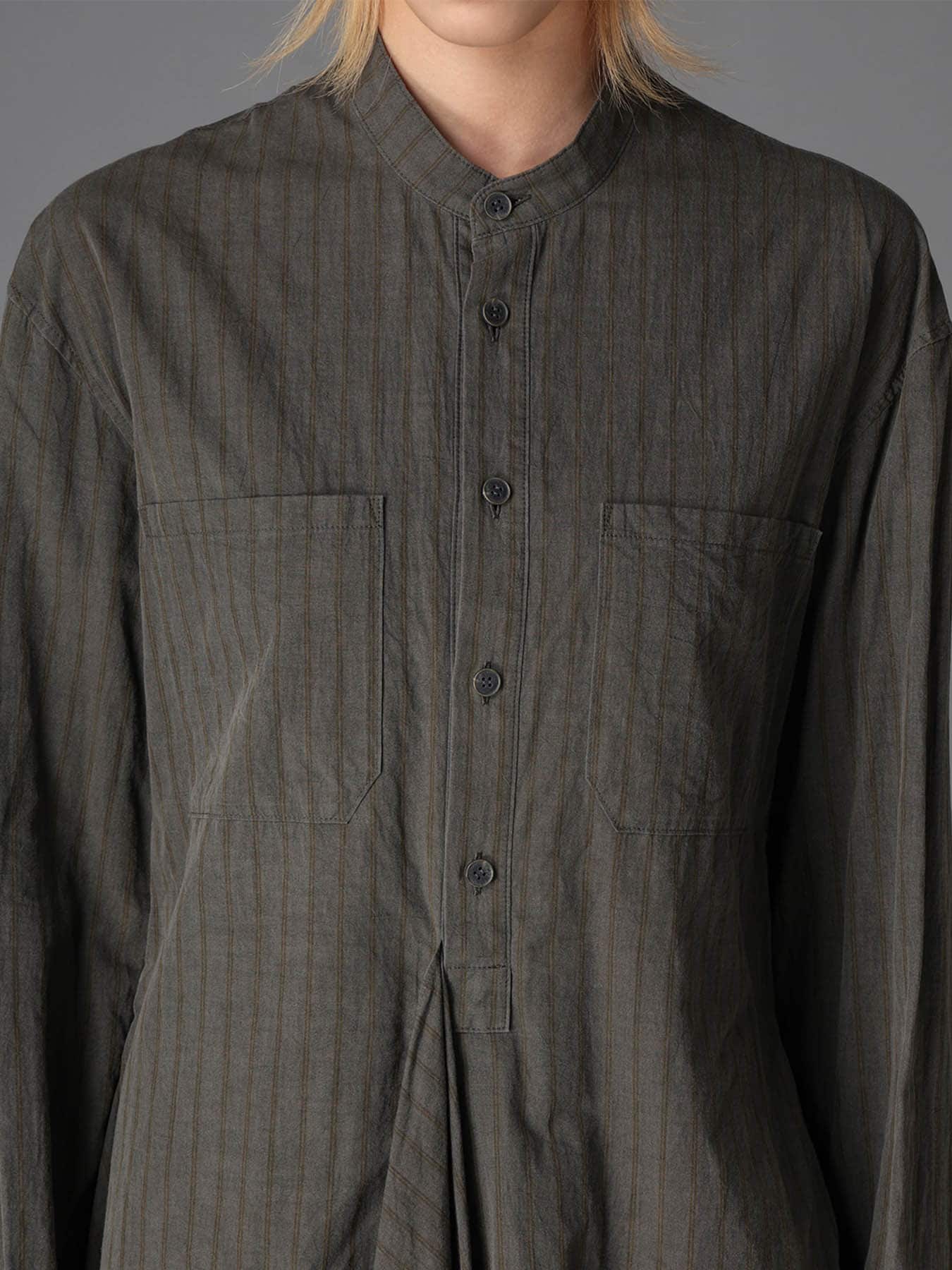 INK DYED STRIPE STAND COLLAR BLOUSE