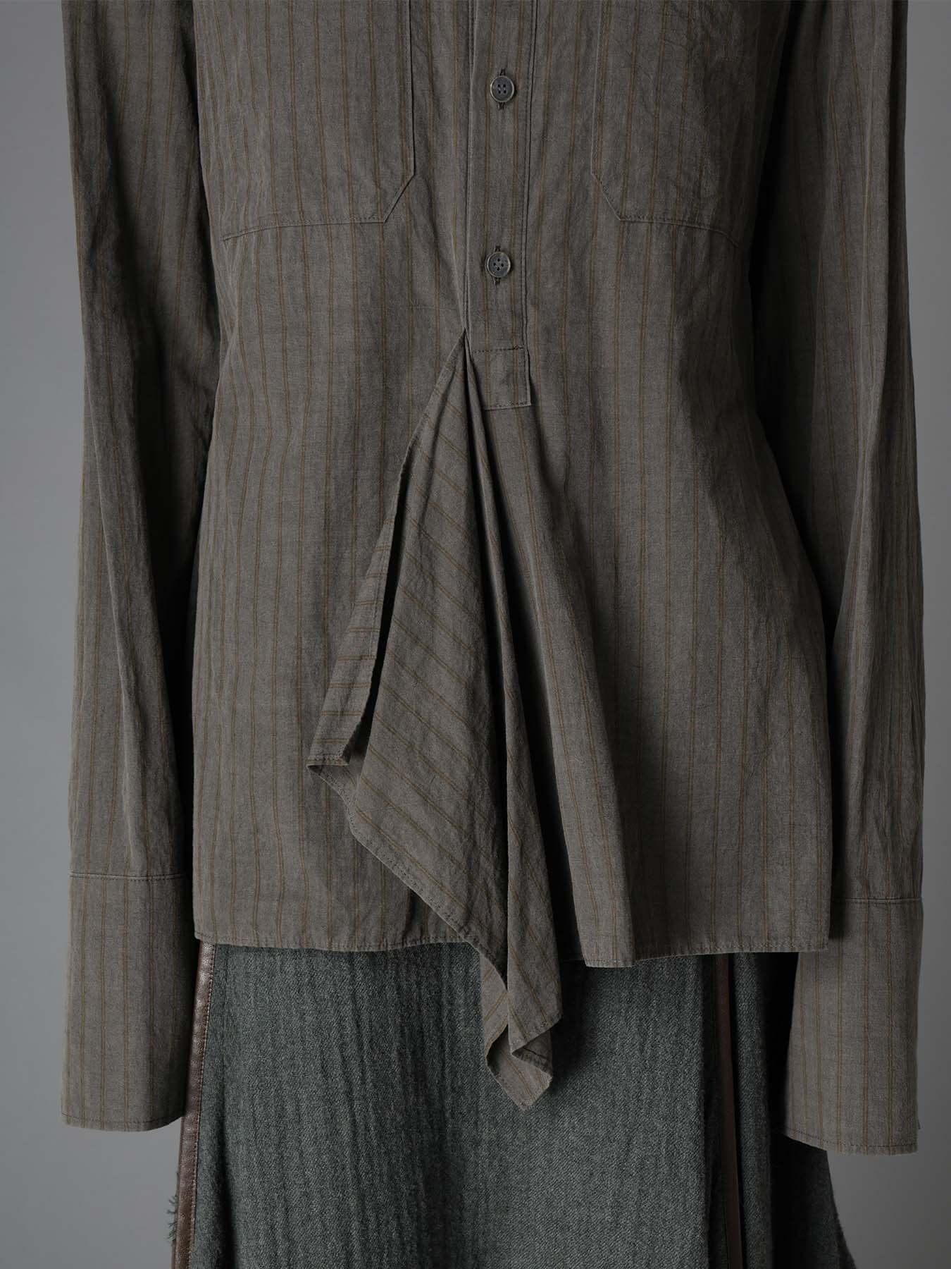 INK DYED STRIPE STAND COLLAR BLOUSE
