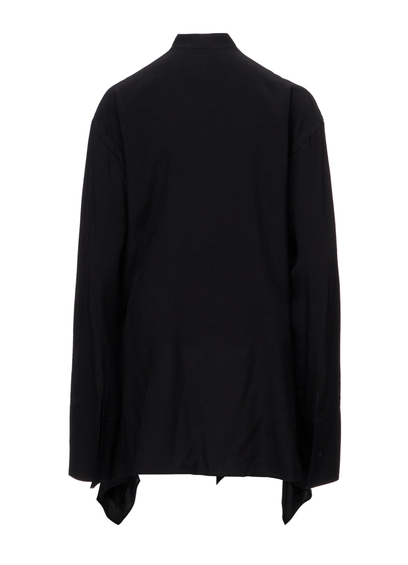 WRINKLED PLAIN WEAVE  STAND COLLAR BLOUSE