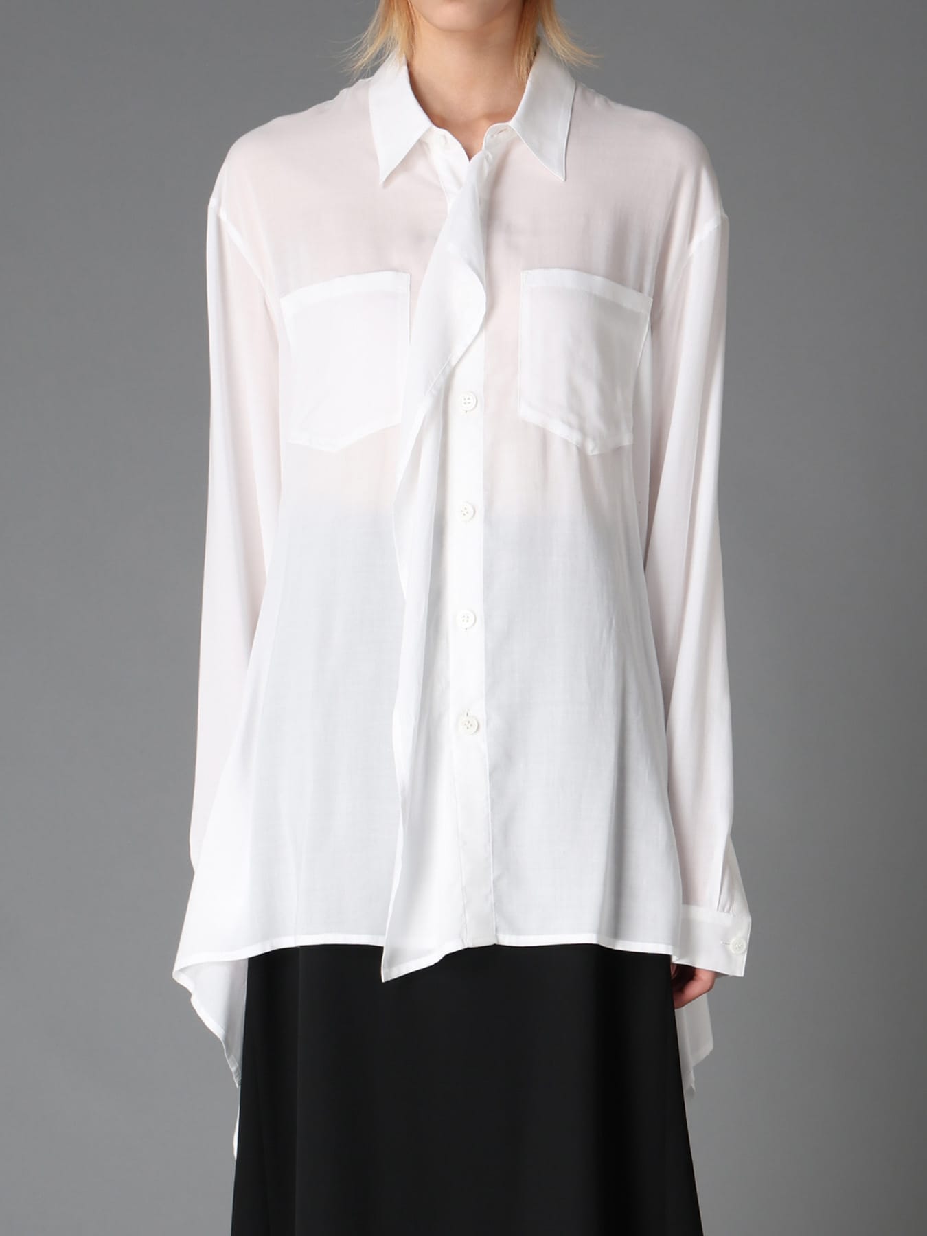 SOFT LAWN  FLARED PANEL BLOUSE
