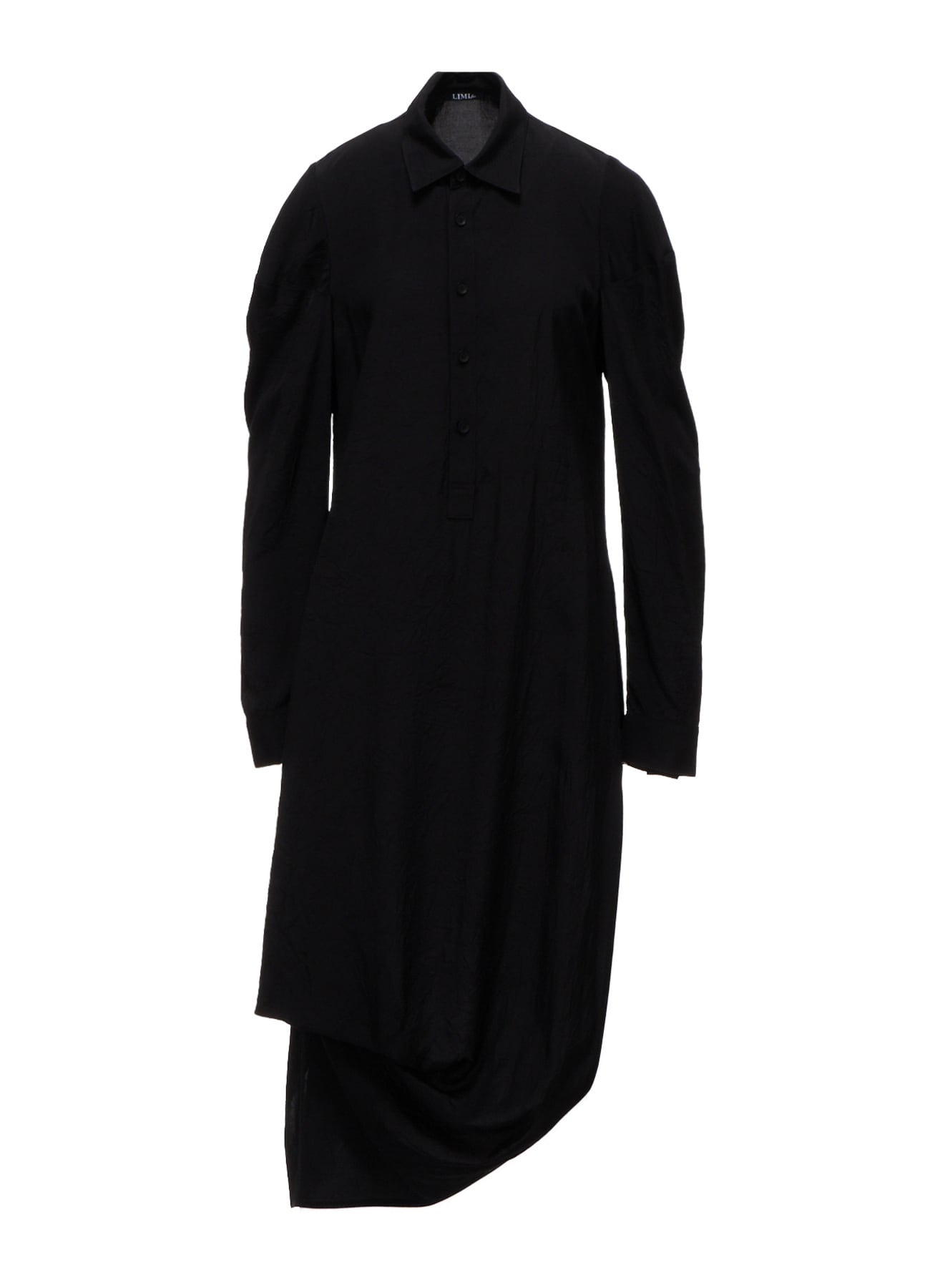 WRINKLED PLAIN WEAVE  DRAPED HEM BLOUSE