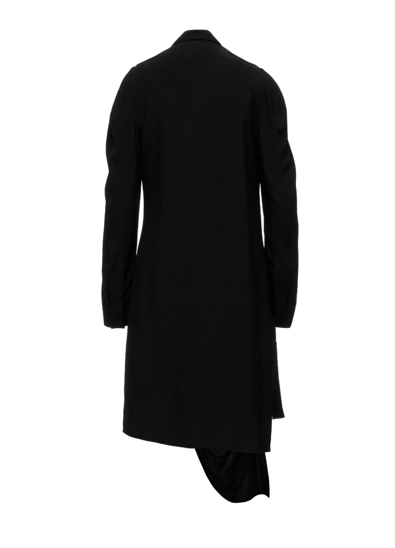 WRINKLED PLAIN WEAVE  DRAPED HEM BLOUSE