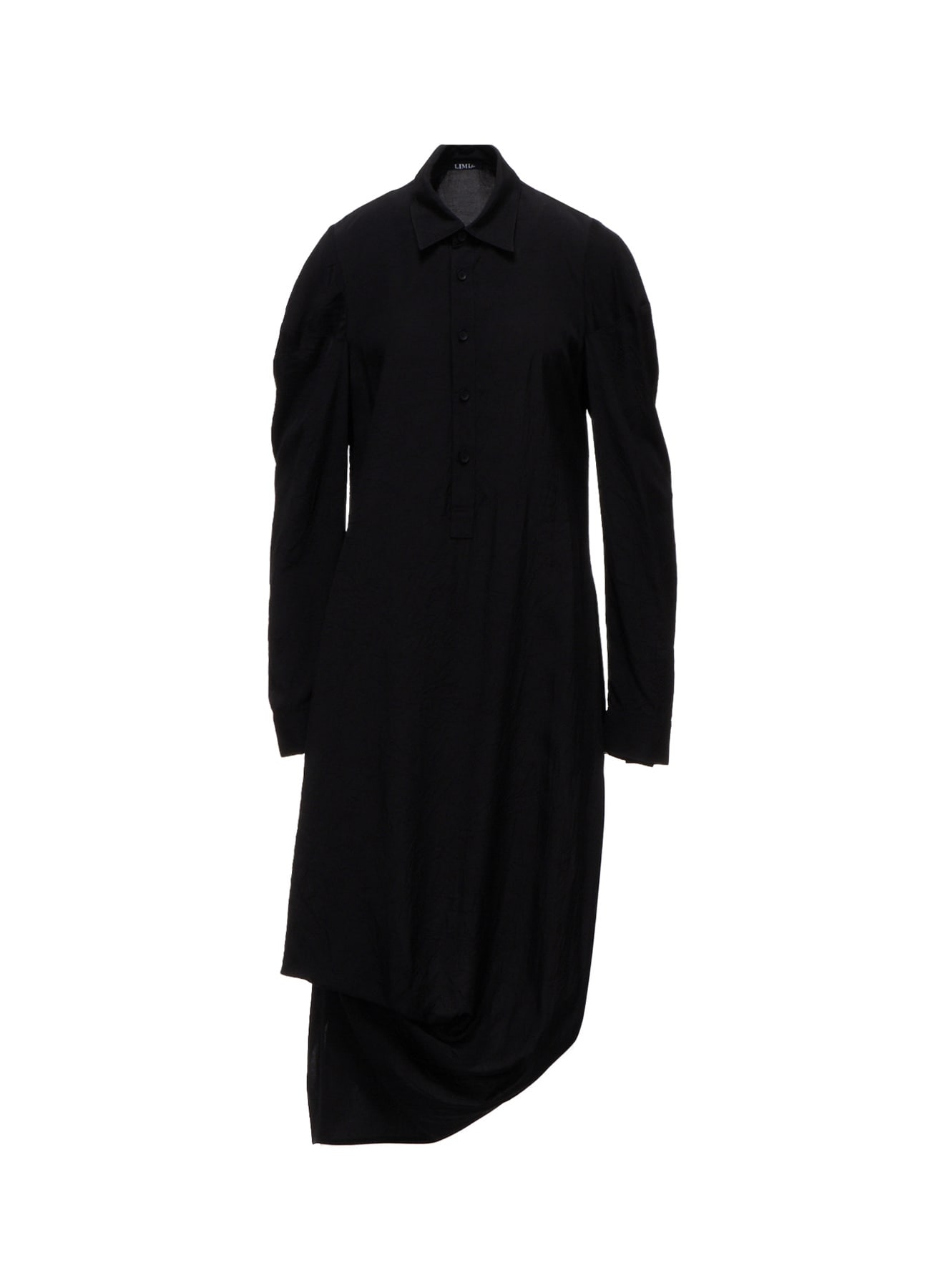 WRINKLED PLAIN WEAVE  DRAPED HEM BLOUSE