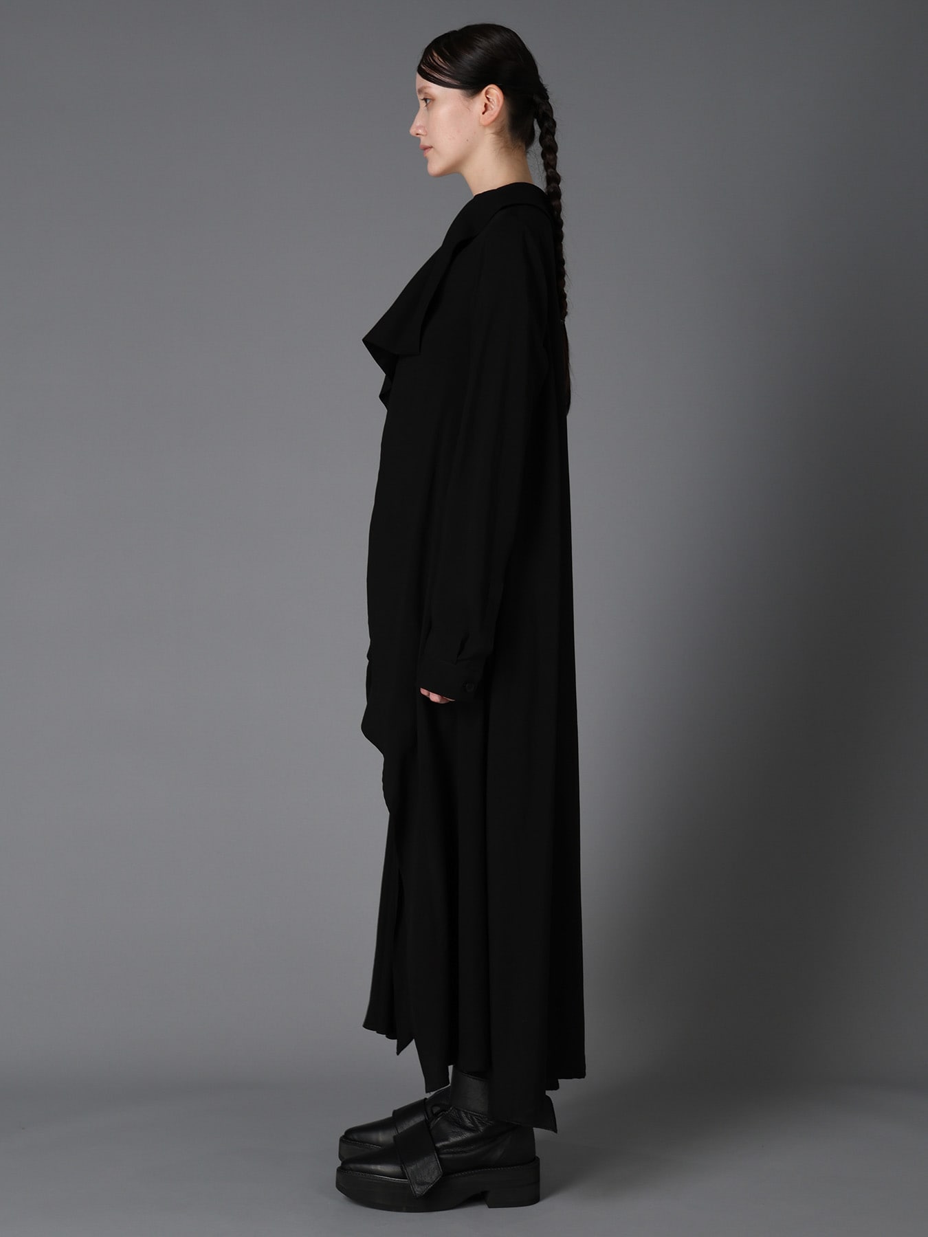 HIGH TWIST GABARDINE LONG DRAPED BLOUSE