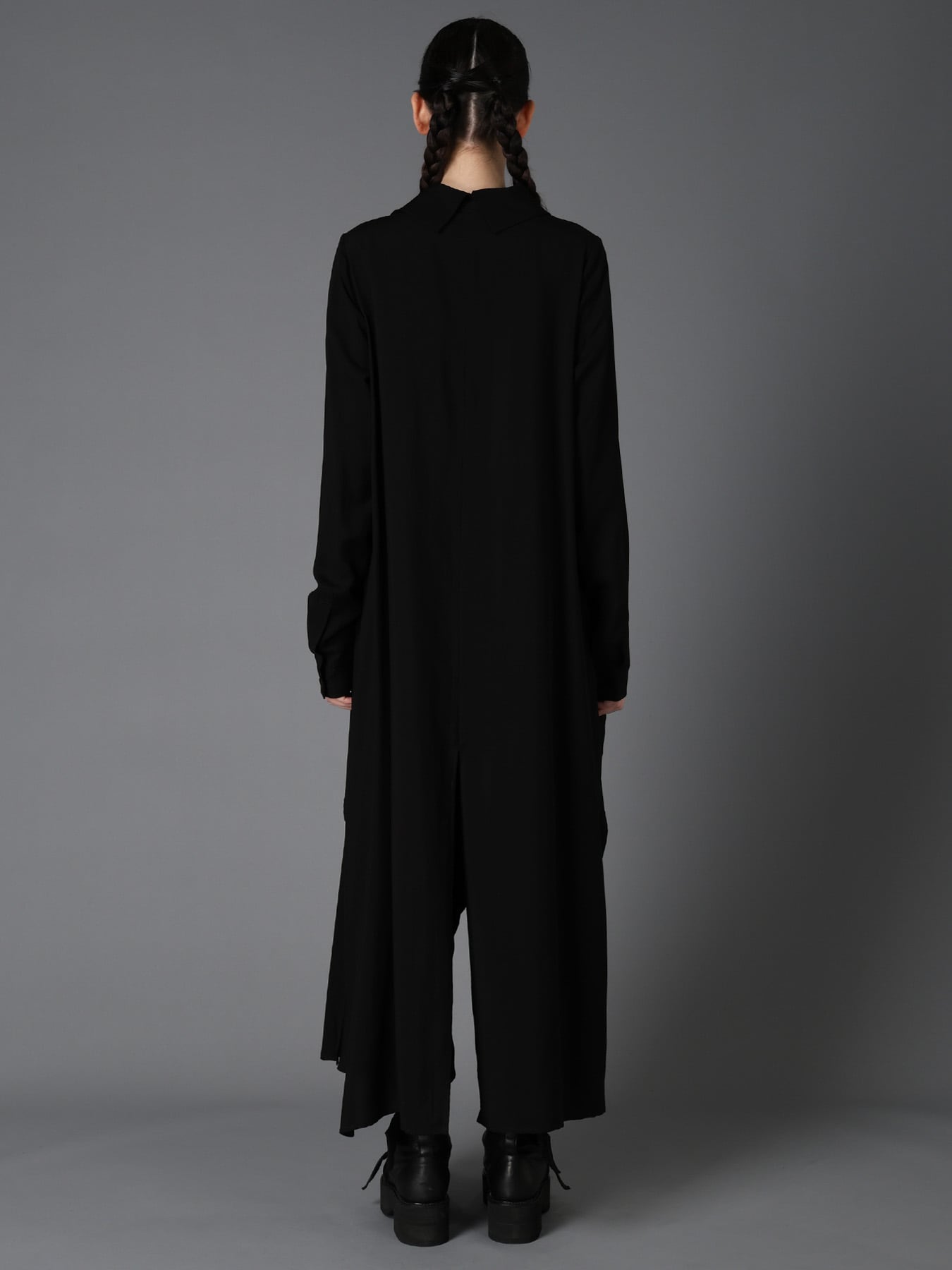 HIGH TWIST GABARDINE LONG DRAPED BLOUSE
