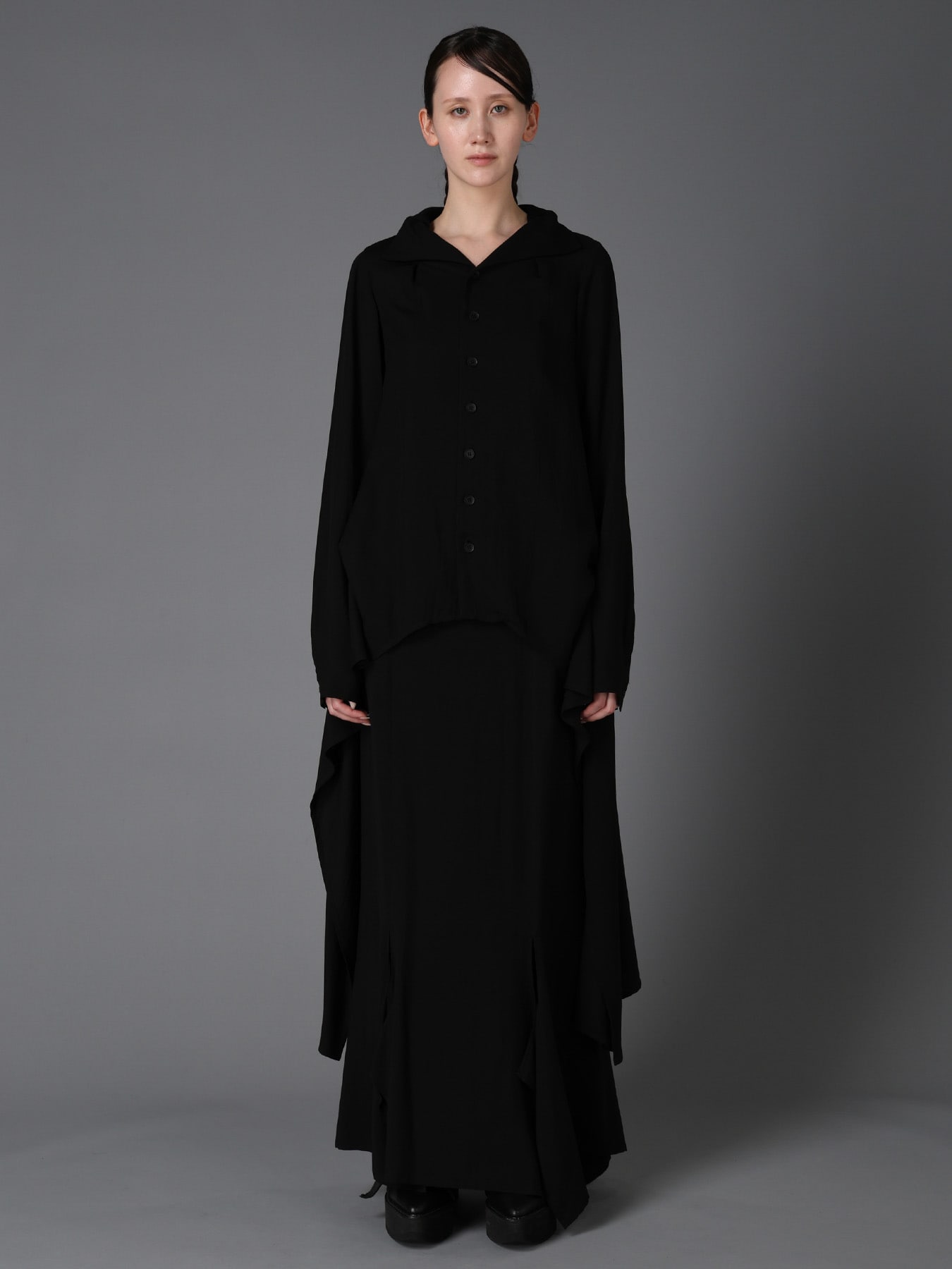 HIGH TWIST GABARDINE B LONG BLOUSE