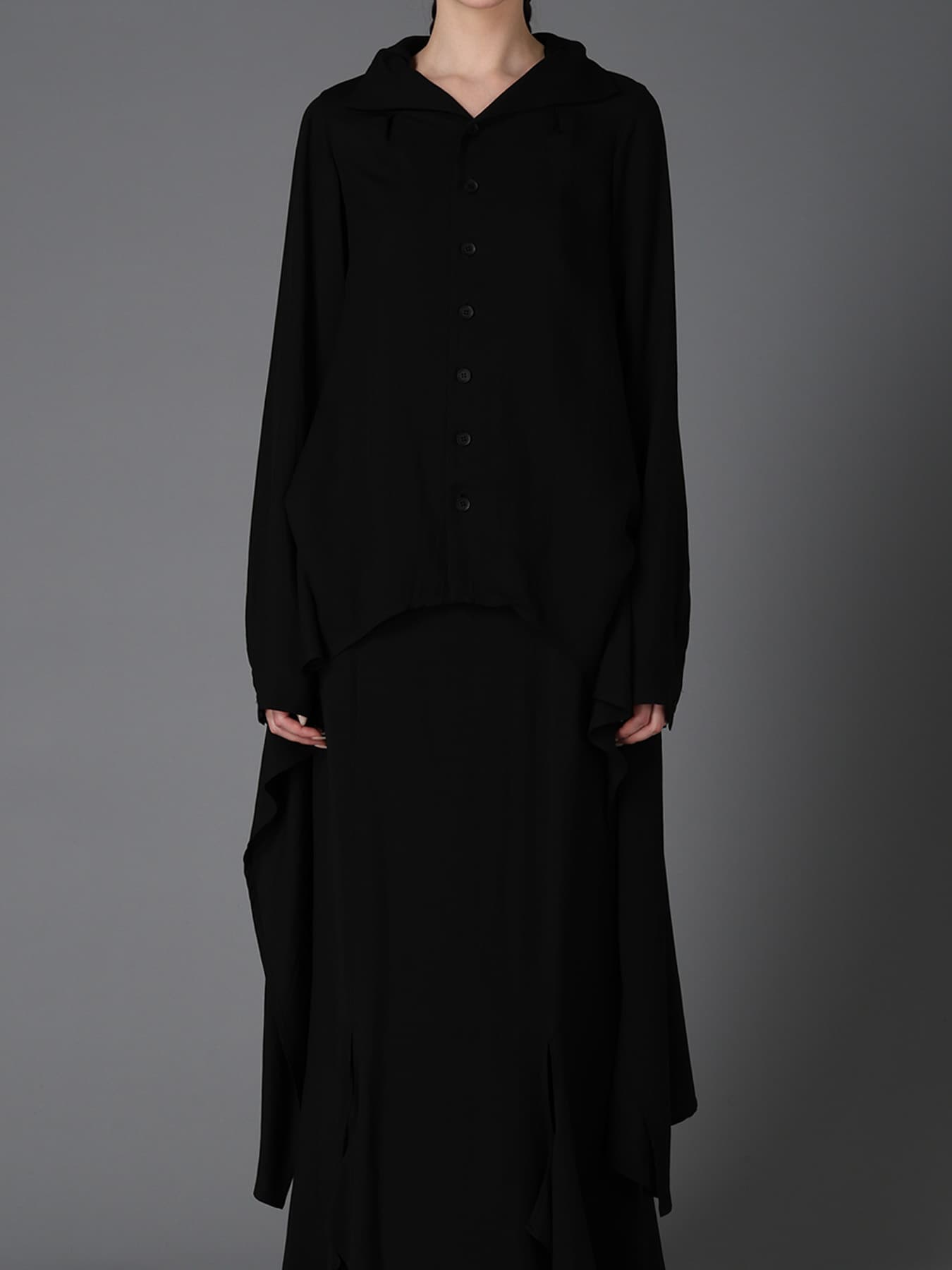 HIGH TWIST GABARDINE B LONG BLOUSE