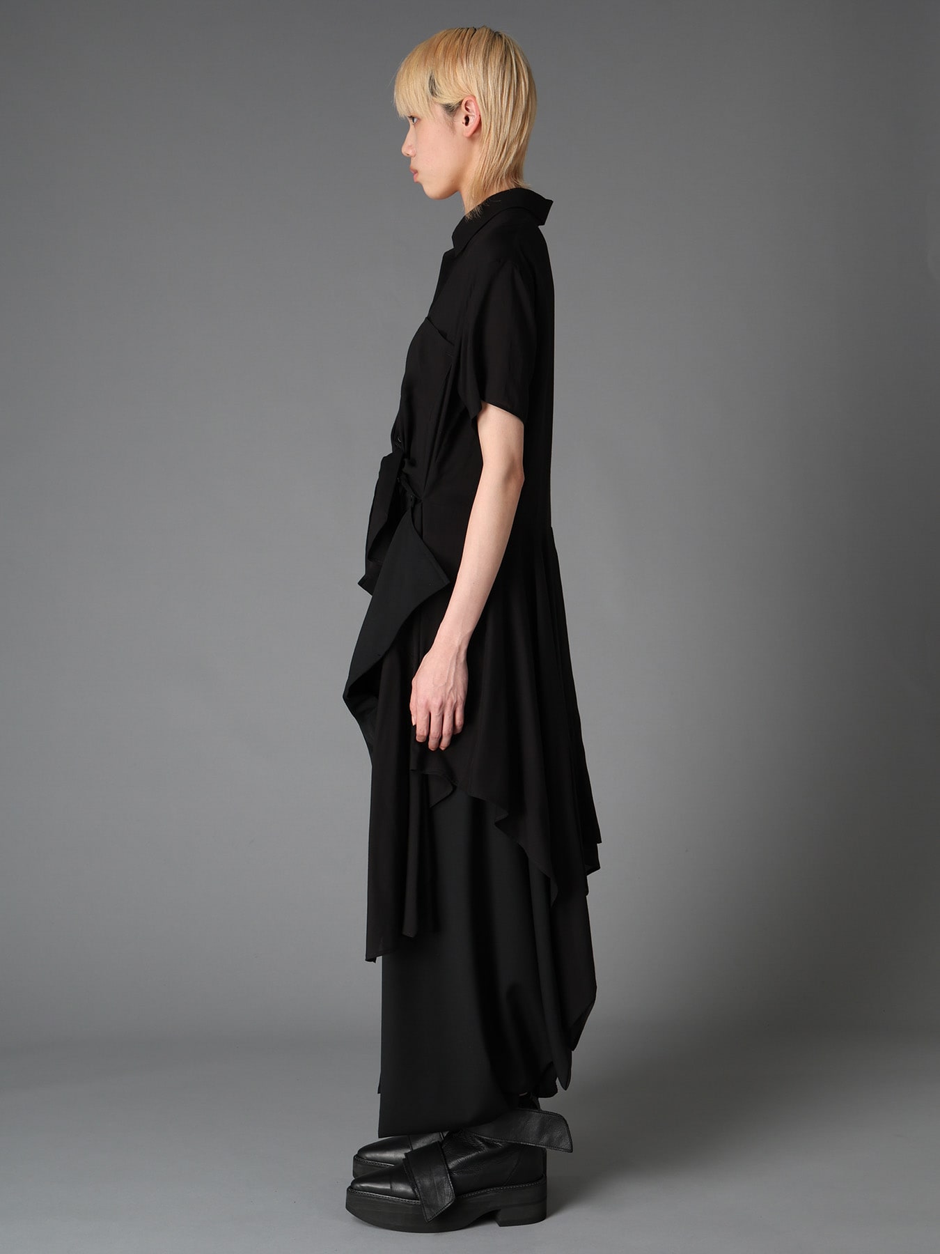 SOFT LAWN FRONT SPLIT LONG SHIRT