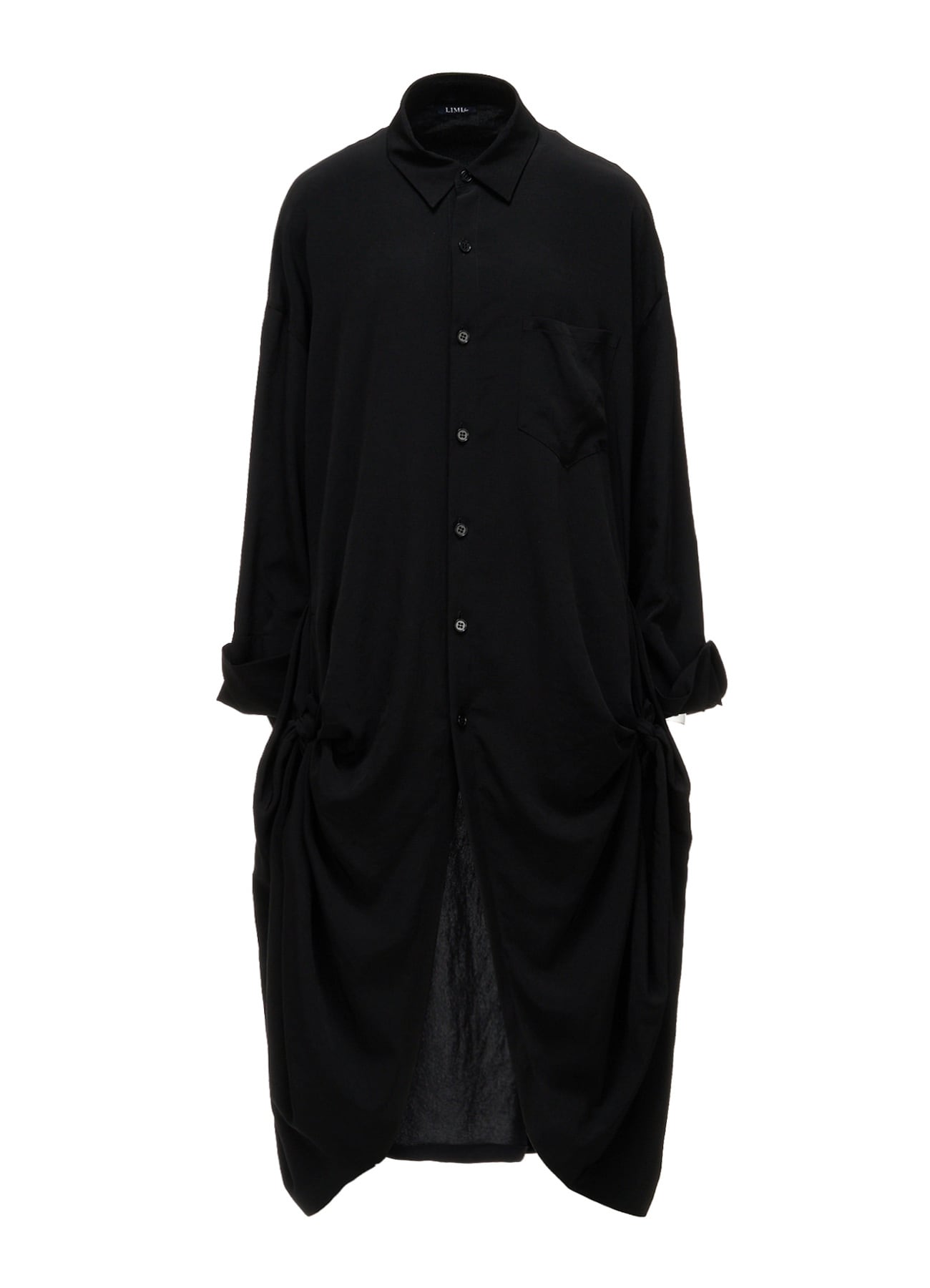 TA/PE CREPE DE CHINE SIDE-TIE LONG BLOUSE(S Black): LIMI feu｜THE