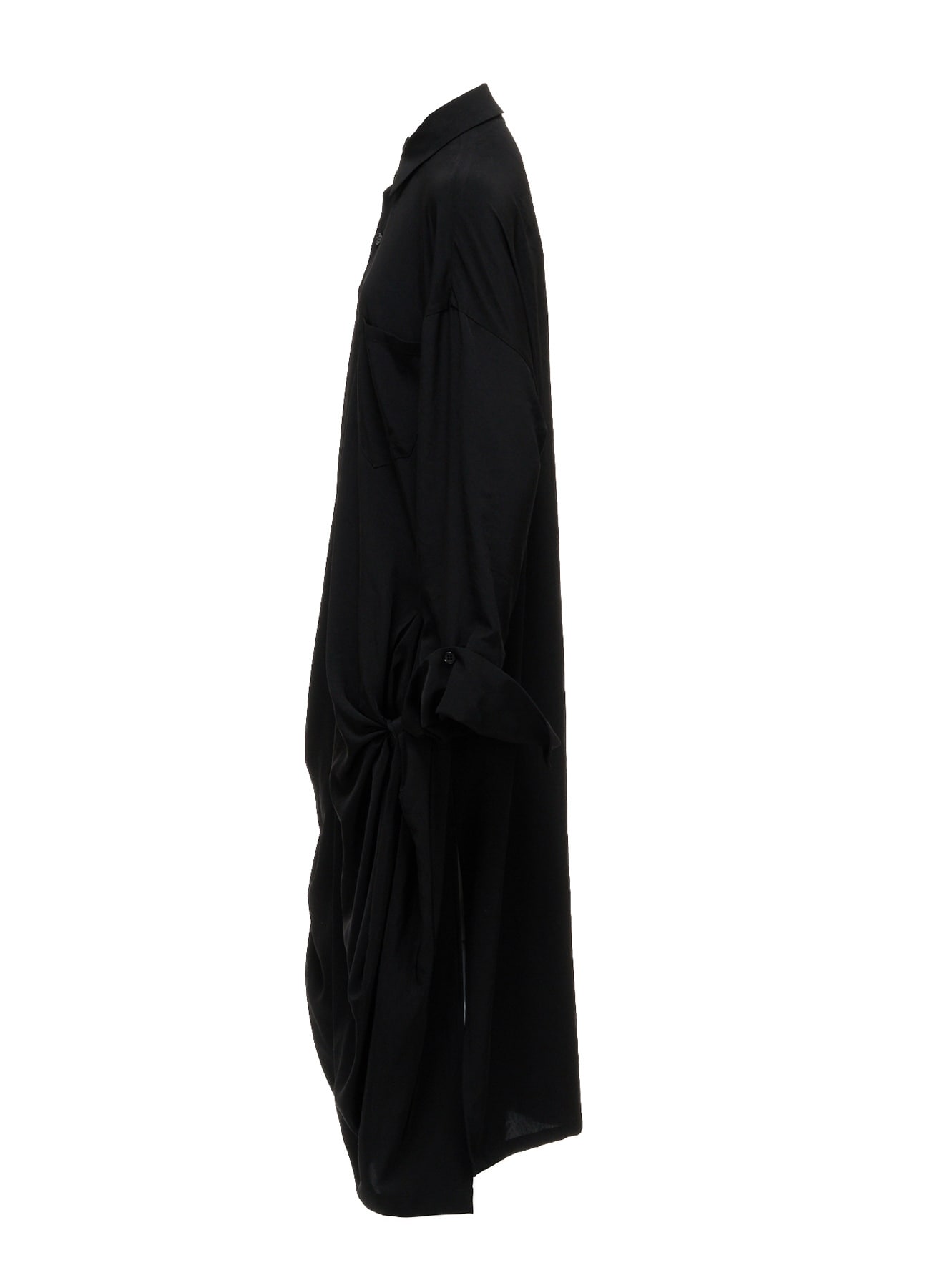 TA/PE CREPE DE CHINE SIDE-TIE LONG BLOUSE