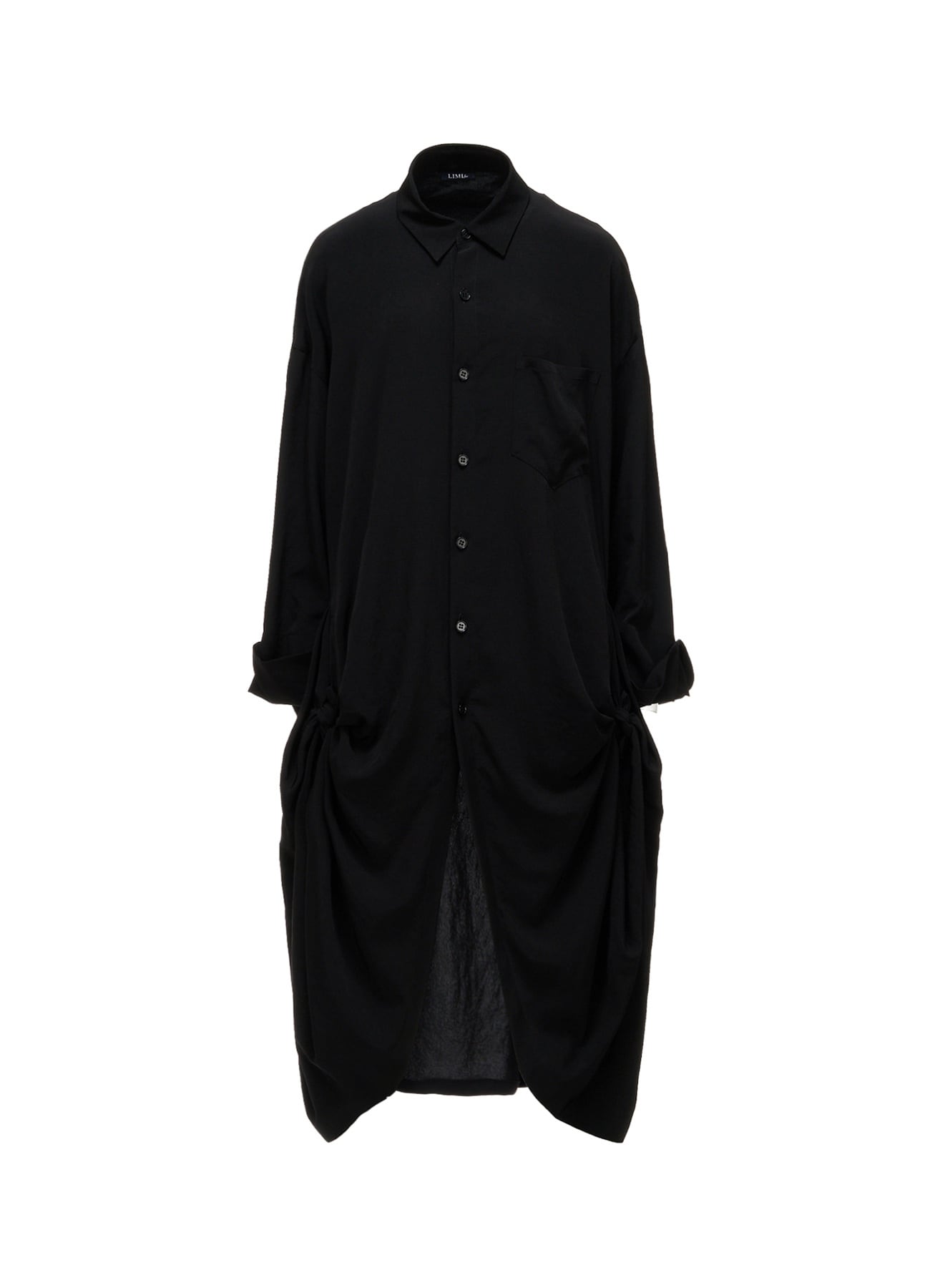 TA/PE CREPE DE CHINE SIDE-TIE LONG BLOUSE(S Black): LIMI feu｜THE