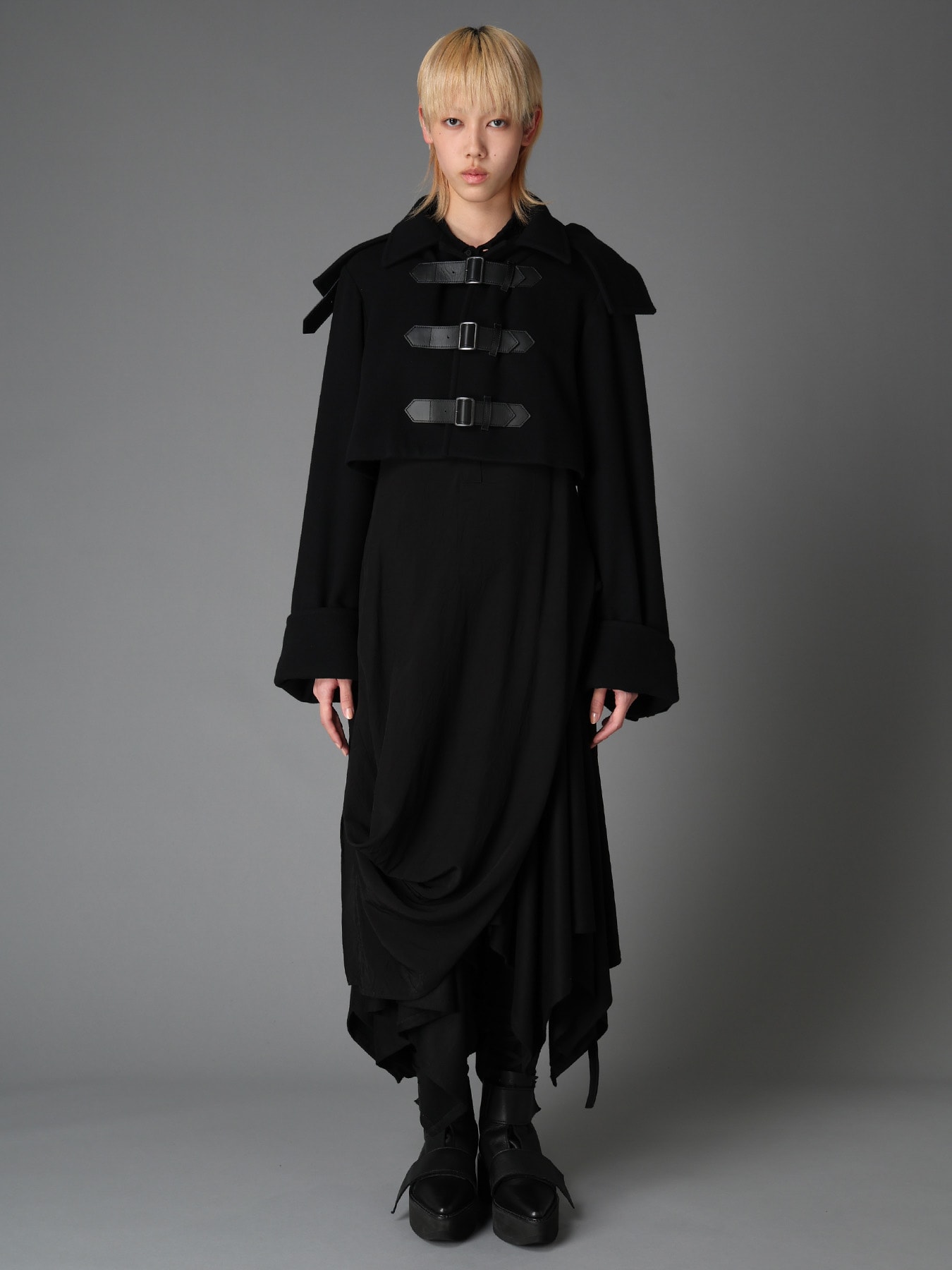 LIGHT MOSSER  BELTED SHORT COAT