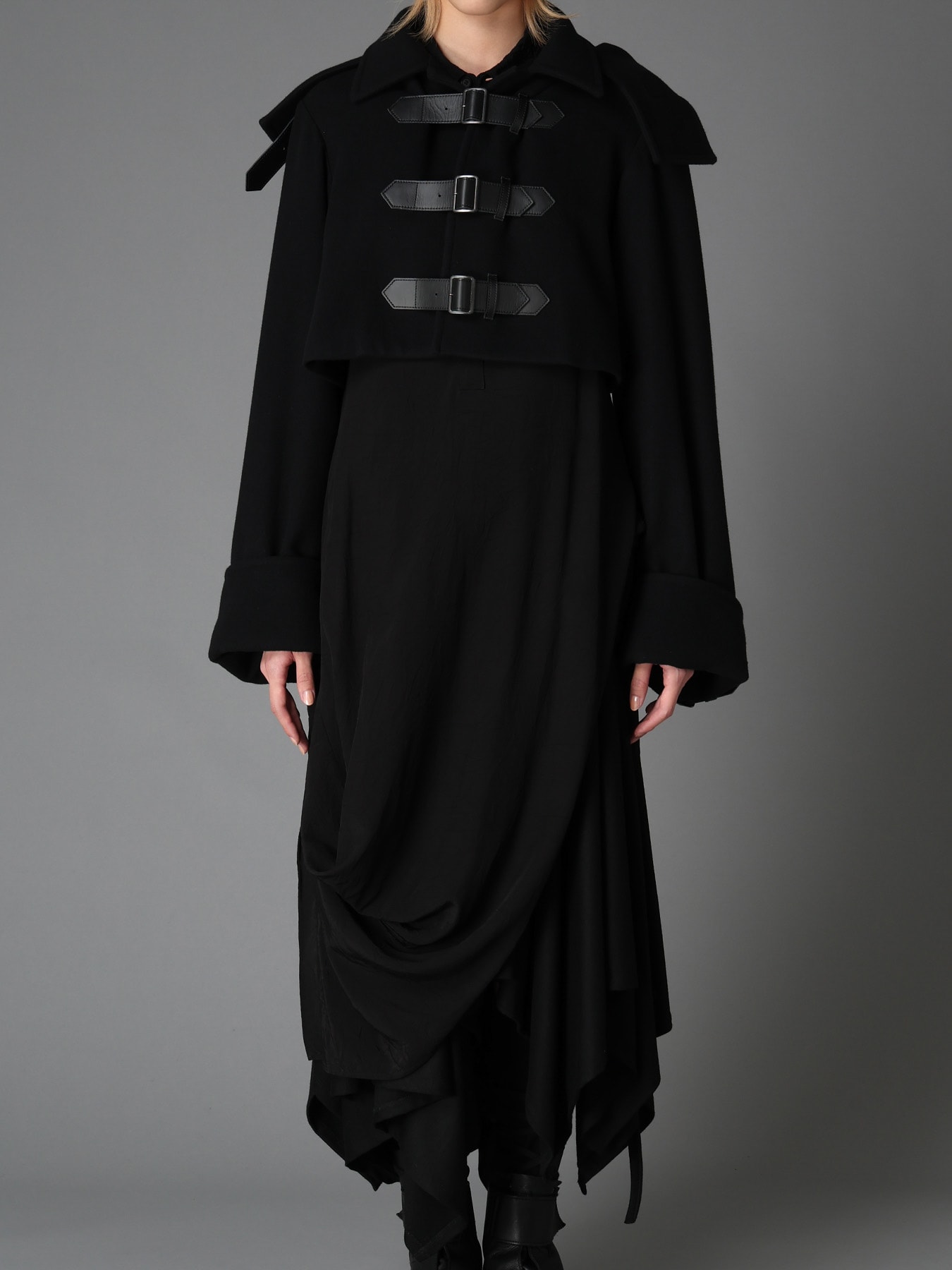 LIGHT MOSSER  BELTED SHORT COAT