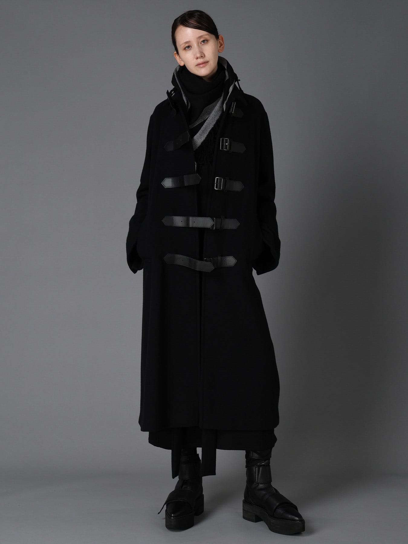 LIGHT MOSSER  BELTED LONG COAT