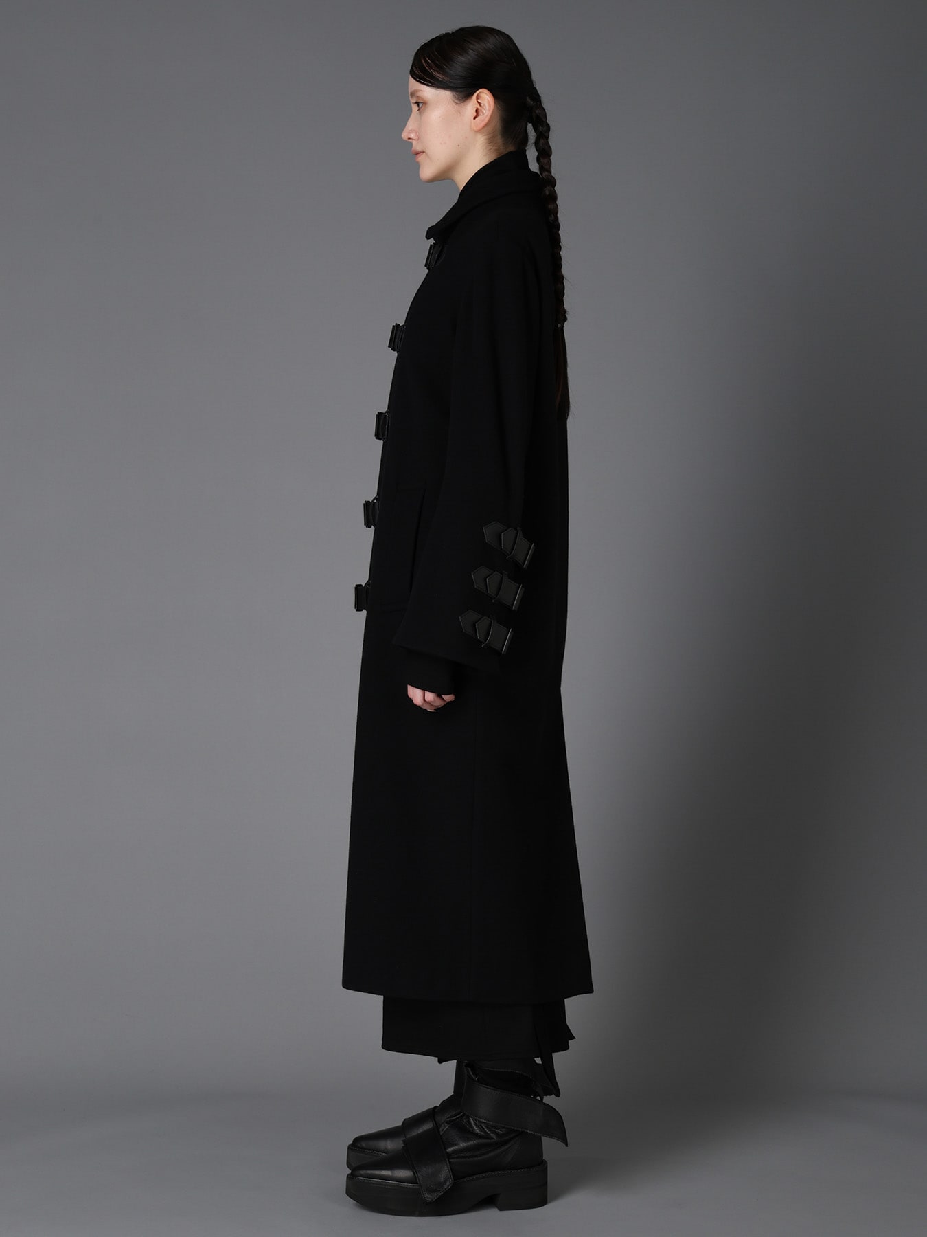LIGHT MOSSER  BELTED LONG COAT