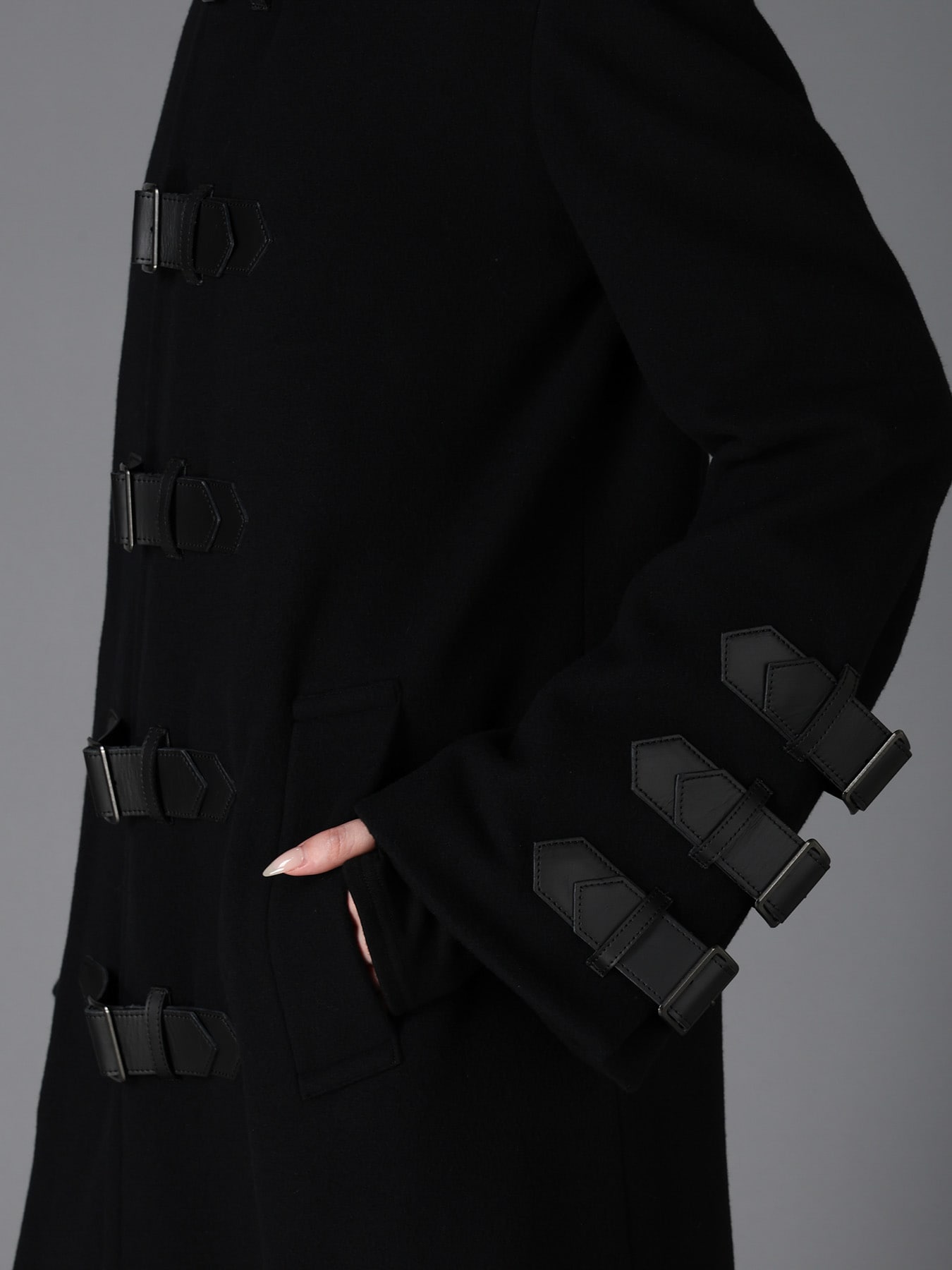 LIGHT MOSSER  BELTED LONG COAT