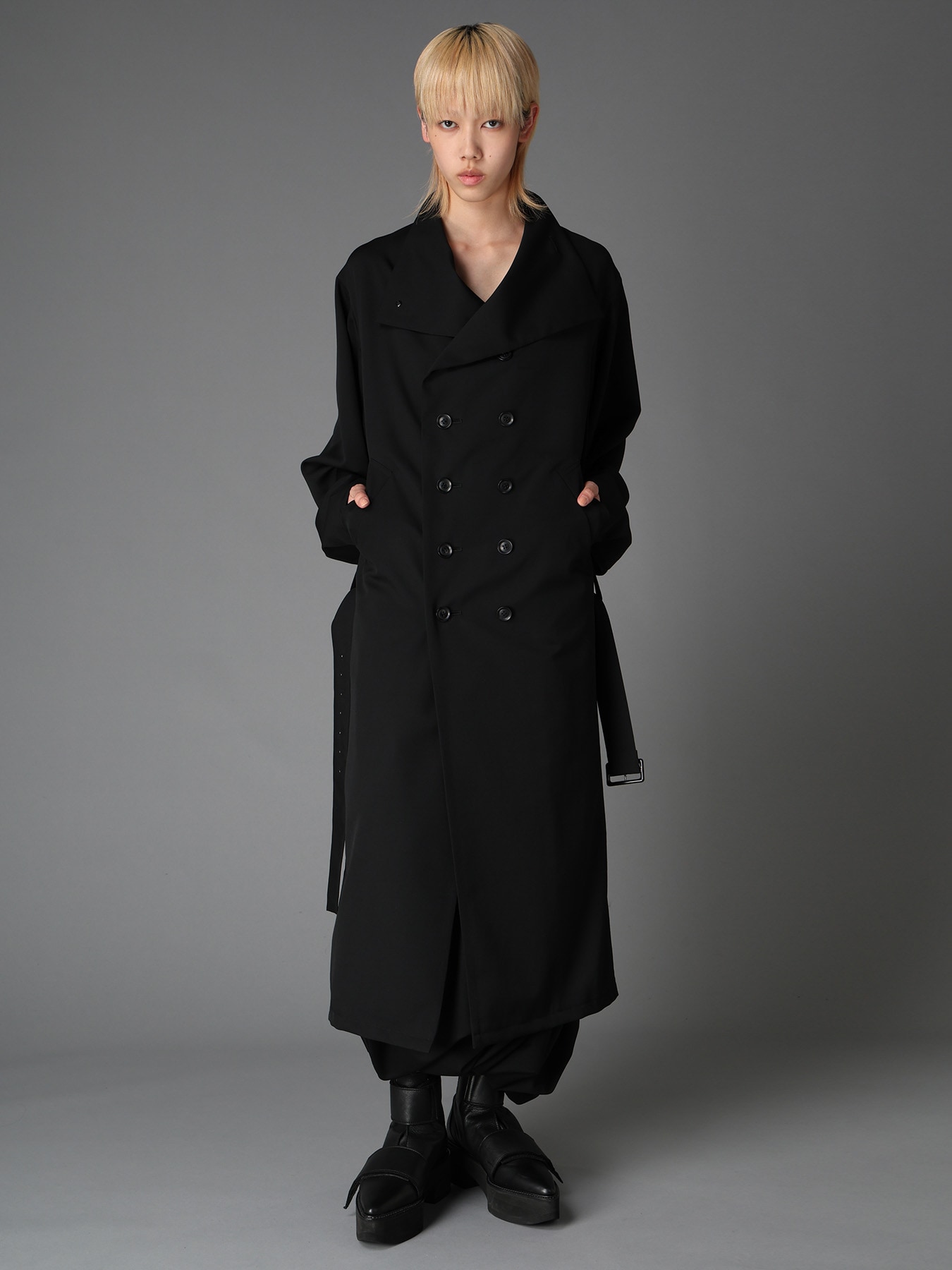 WOOL GABARDINE  KIMONO SLEEVE COAT