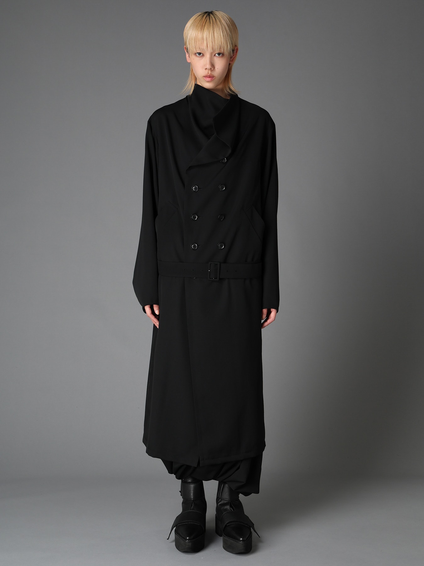 WOOL GABARDINE  KIMONO SLEEVE COAT