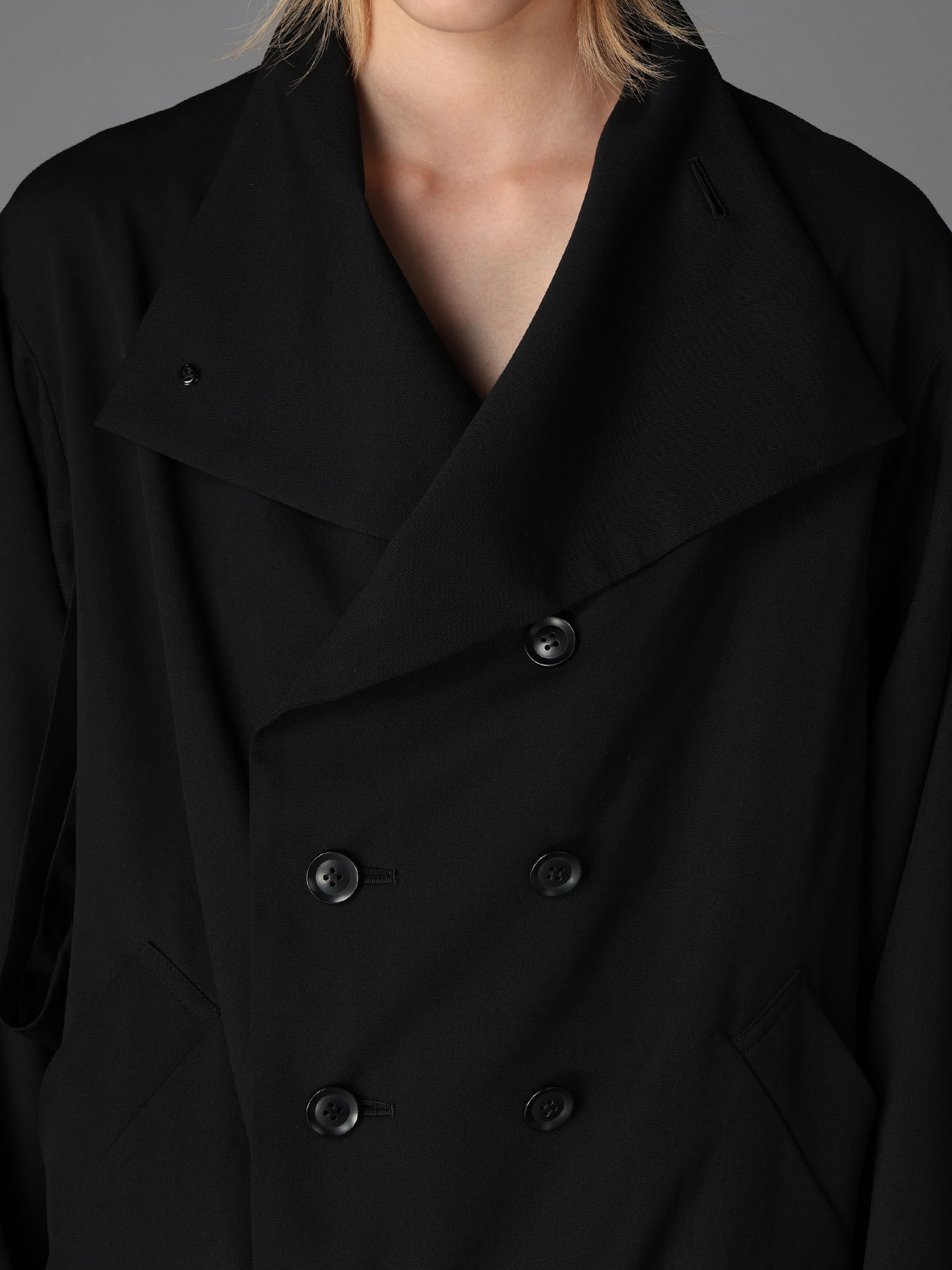 WOOL GABARDINE  KIMONO SLEEVE COAT