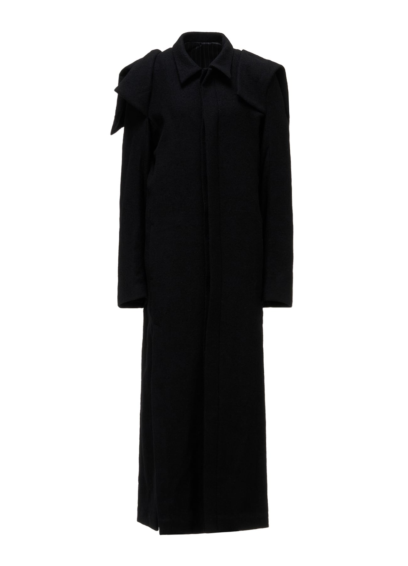 SHRINK SERGE PANELED SHOULDER LONG COAT