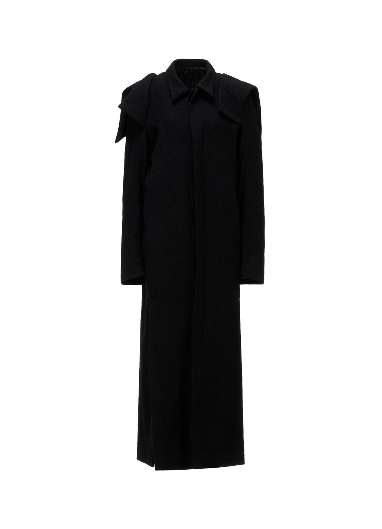 SHRINK SERGE PANELED SHOULDER LONG COAT