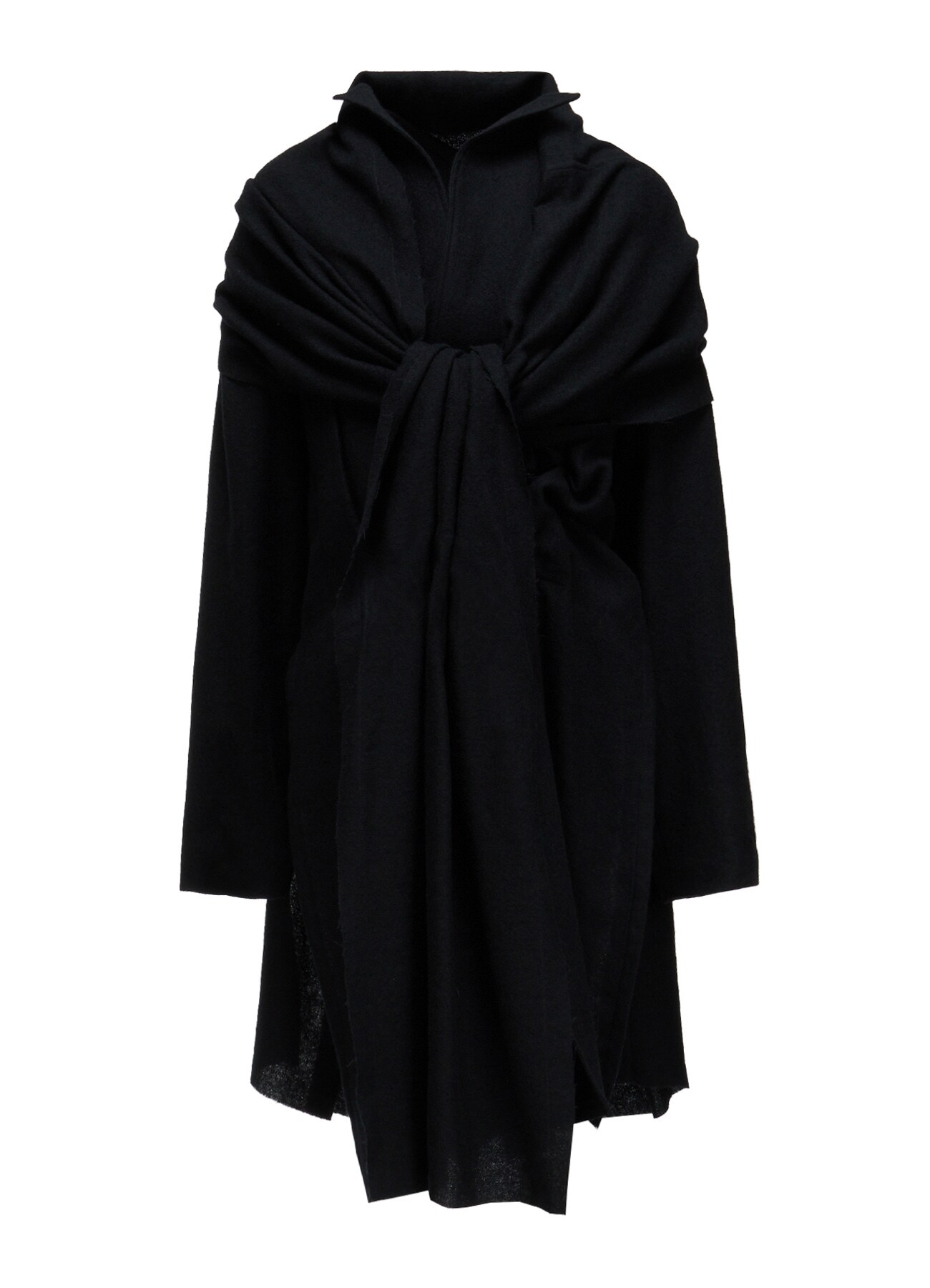 HERRINGBONE SCARF COLLAR COAT