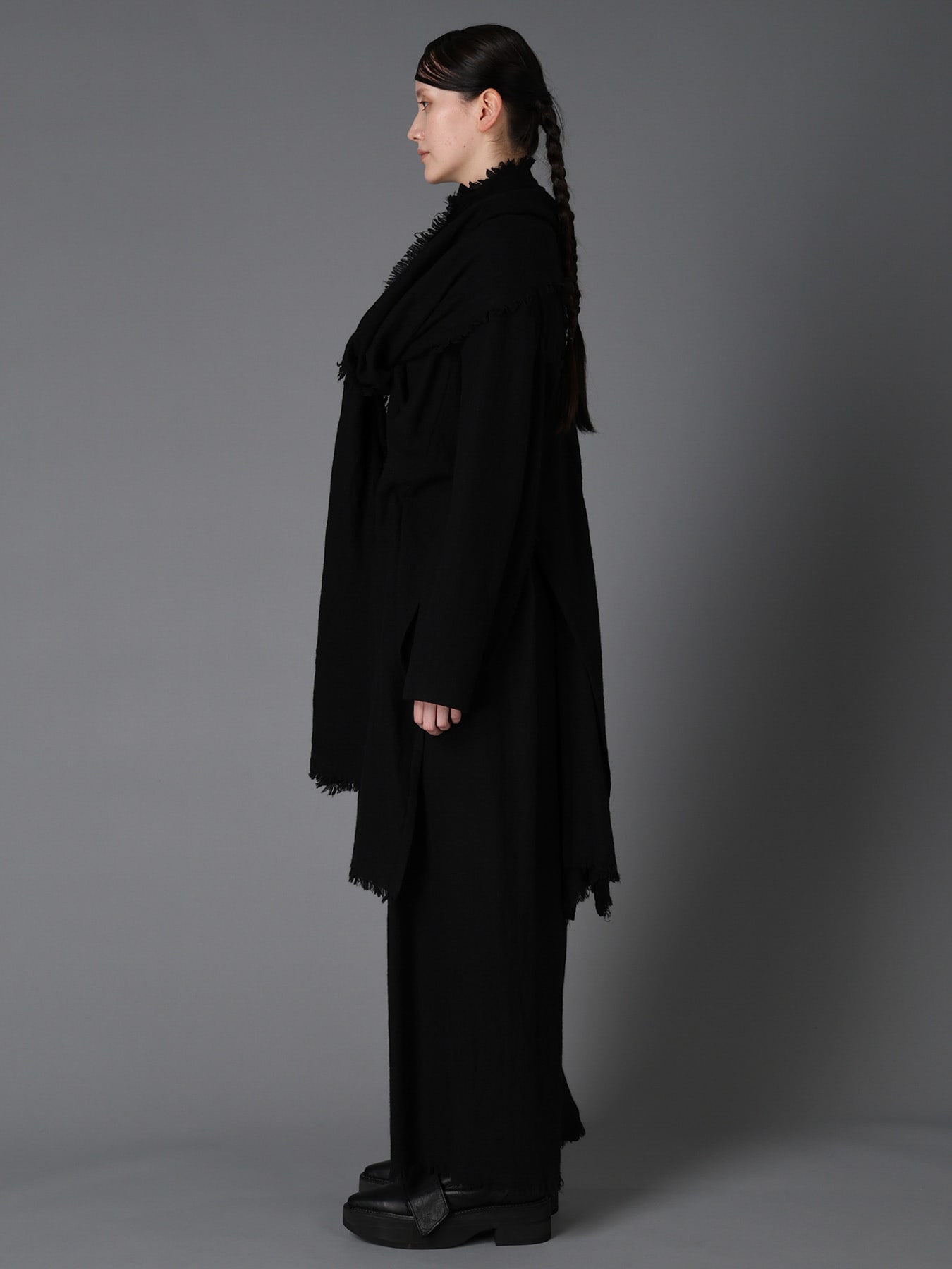 HERRINGBONE SCARF COLLAR COAT(S Black): LIMI feu｜THE SHOP YOHJI